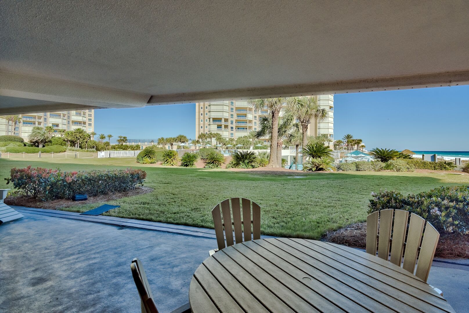 Patio right next to the beach boardwalk
