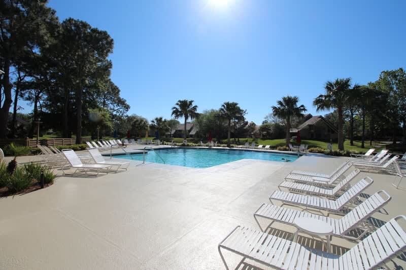 Bright and sunny pool area
