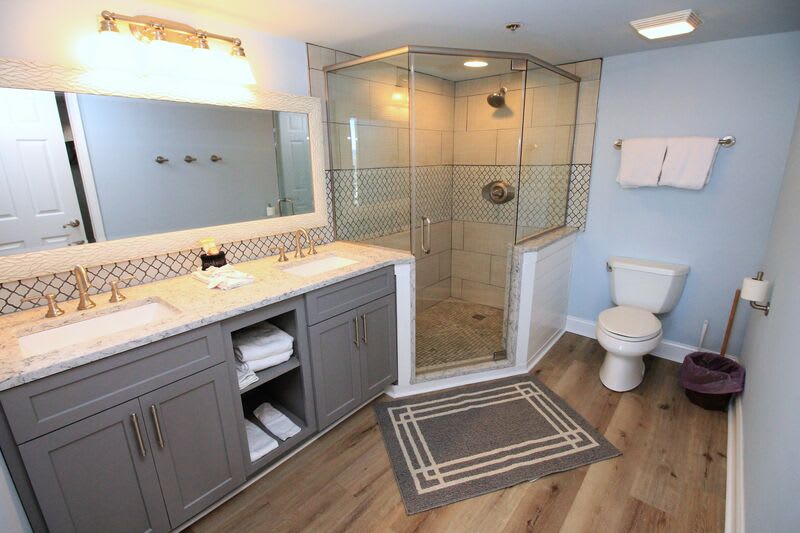 Spacious remodeled master bathroom