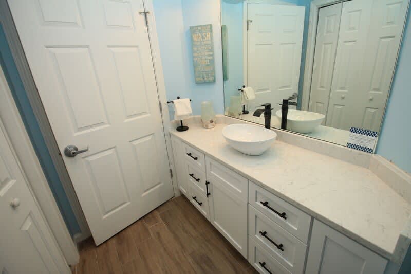 Completely remodeled vanity area in second bathroom