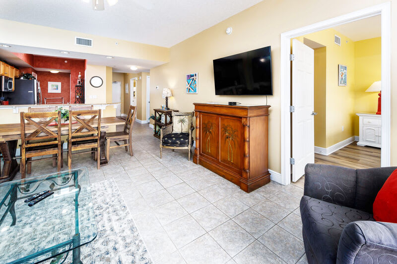 Living Room with Private Balcony - Waters Edge Resort Unit 212 Fort Walton Beach Okaloosa Island Vacation Rentals