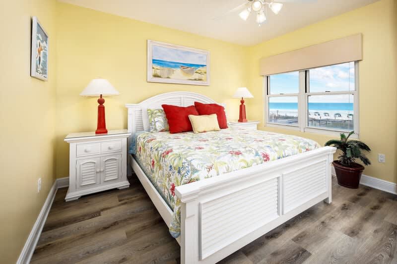 Master Bedroom with Beach View and Balcony Access - Waters Edge Resort Unit 212 Fort Walton Beach Okaloosa Island Vacation Rentals