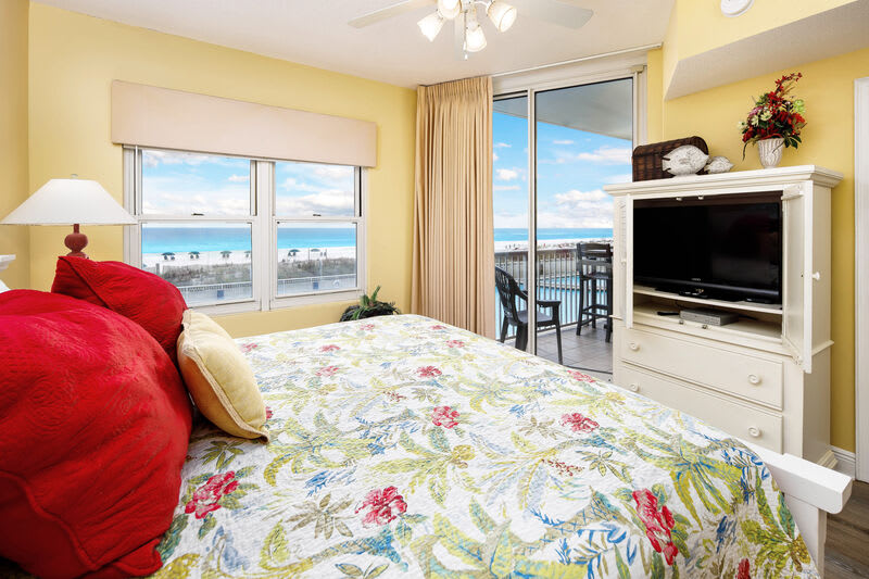 Master Bedroom with Beach View and Balcony Access - Waters Edge Resort Unit 212 Fort Walton Beach Okaloosa Island Vacation Rentals