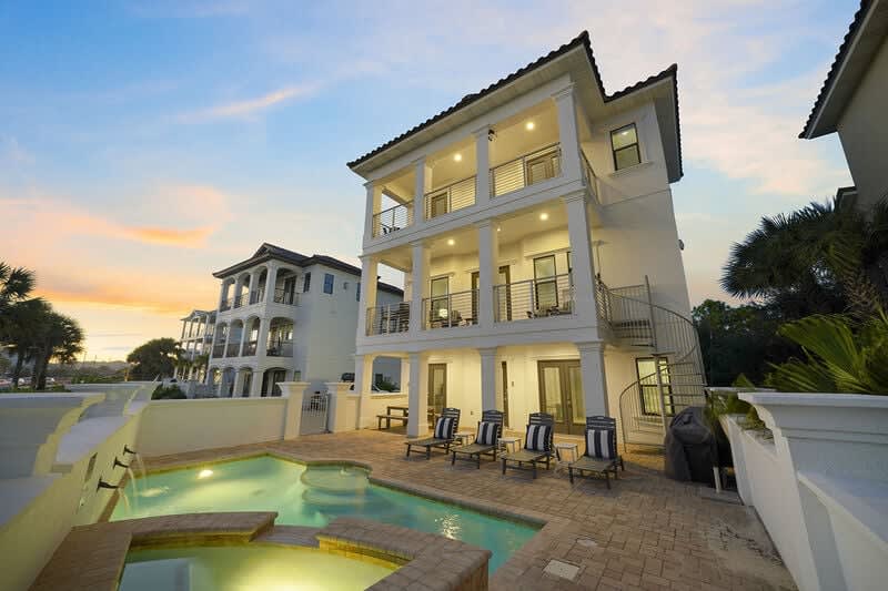 Beachfront Babes - Luxury Pet-Friendly Vacation Rental House with Golf Cart, Private Hot Tub, Pool, and Elevator in Dune Allen Beach, Florida - Five Star Properties Destin/30A