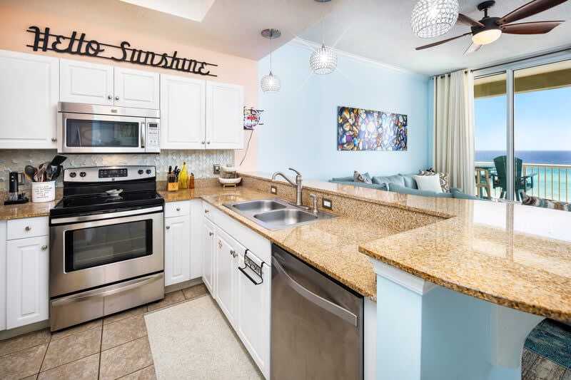 Full Kitchen - Waters Edge Resort unit 613 Okaloosa Island Fort Walton Beach Vacation Rentals by Sunset Resort Rentals