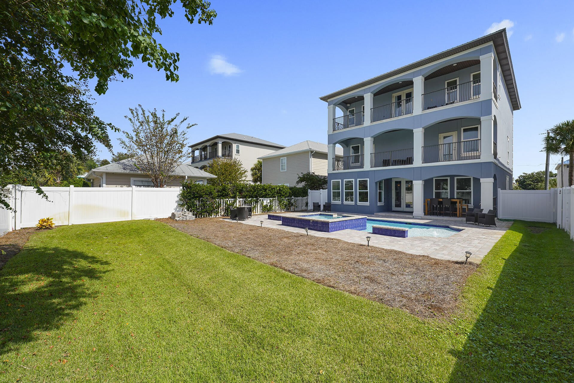 Tangled in Blue - Pet Friendly Vacation Rental Beach House with Private Pool, Elevator, and Fireplace in Crystal Beach, Florida - Five Star Properties Destin/30A
