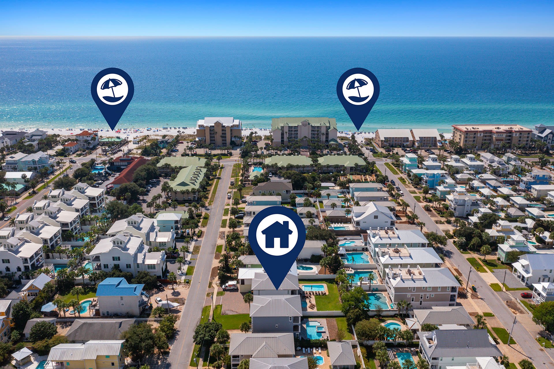 Tangled in Blue - Pet Friendly Vacation Rental Beach House with Private Pool, Elevator, and Fireplace in Crystal Beach, Florida - Five Star Properties Destin/30A