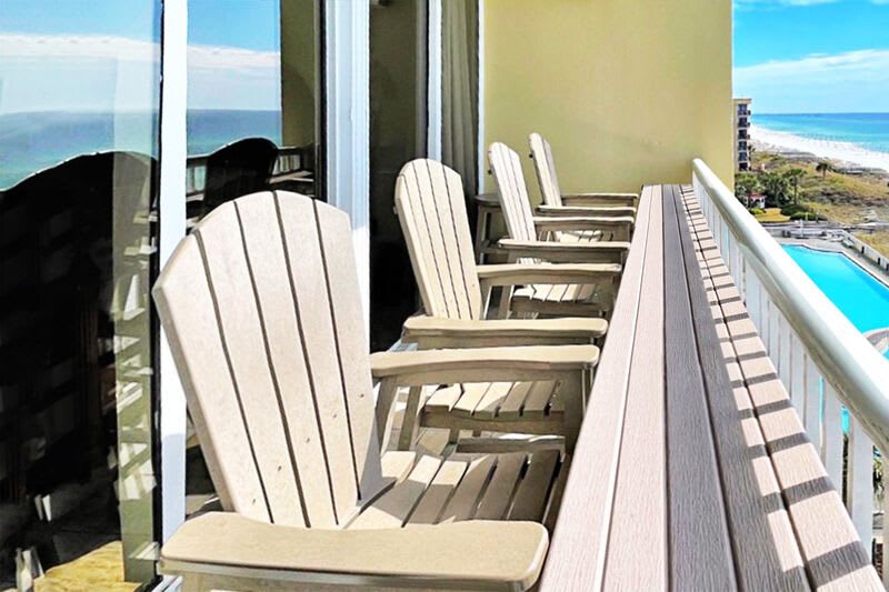 Beachfront Balcony - Waters Edge Resort Unit 604 Okaloosa Island Fort Walton Beach Vacation Rentals by Sunset Resort Rentals