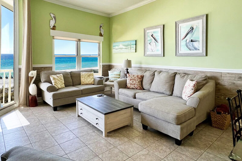 Living Room - Waters Edge Resort Unit 3604 Okaloosa Island Fort Walton Beach Vacation Rentals by Sunset Resort Rentals