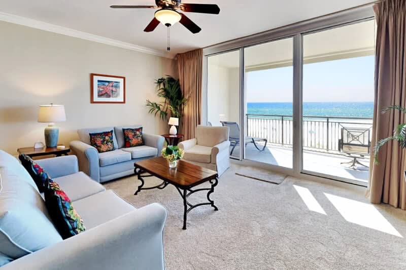 Living Room - Bella Riva Resort Unit 205, Okaloosa Island Fort Walton Beach Florida Vacation Condo Rentals by Sunset Resort Rentals