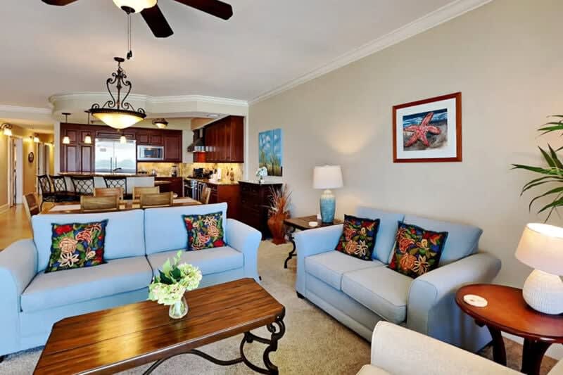 Living Room - Bella Riva Resort Unit 205, Okaloosa Island Fort Walton Beach Florida Vacation Condo Rentals by Sunset Resort Rentals