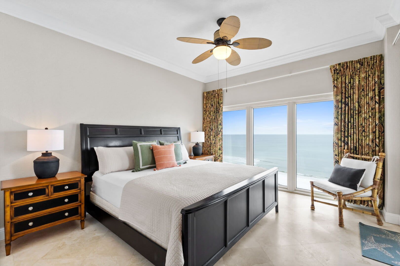 King master suite with the breathtaking sun kissed views of the Gulf's emerald green water.