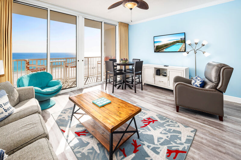 Living Room - Waters Edge Resort unit 514 Okaloosa Island Fort Walton Beach Vacation Rentals by Sunset Resort Rentals