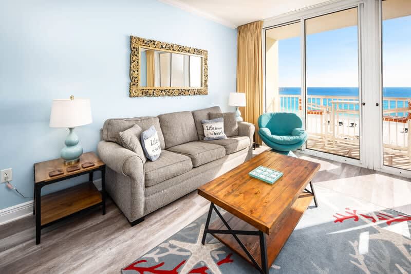 Living Room - Waters Edge Resort unit 514 Okaloosa Island Fort Walton Beach Vacation Rentals by Sunset Resort Rentals
