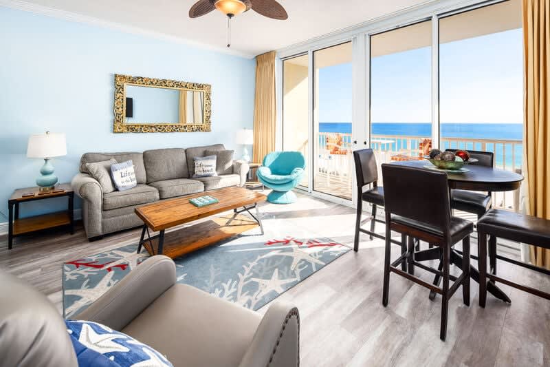 Living Room - Waters Edge Resort unit 514 Okaloosa Island Fort Walton Beach Vacation Rentals by Sunset Resort Rentals