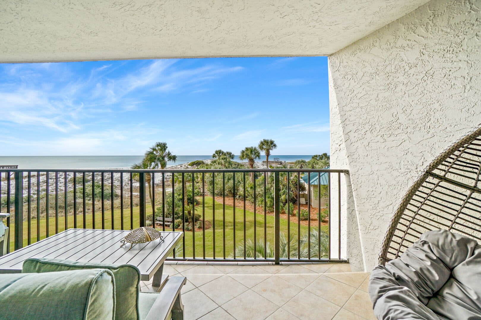 How about a sunrise or sunset each day of your stay. Large balcony with an gorgeous view of the Gulf.