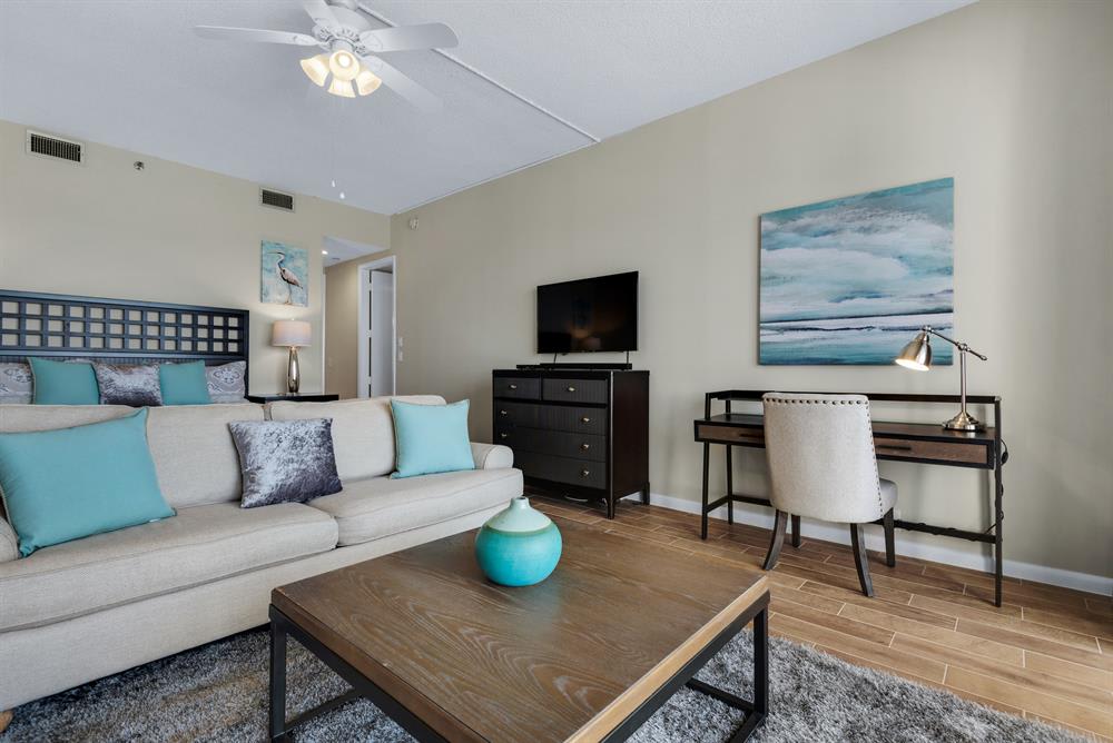 With Queen Sleeper Sofa & King Bed, Master BR comfortably sleeps 4 guests.