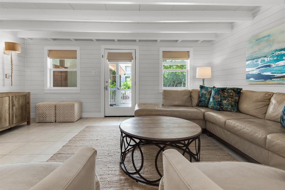 Light, bright decor in this beautiful living area.
