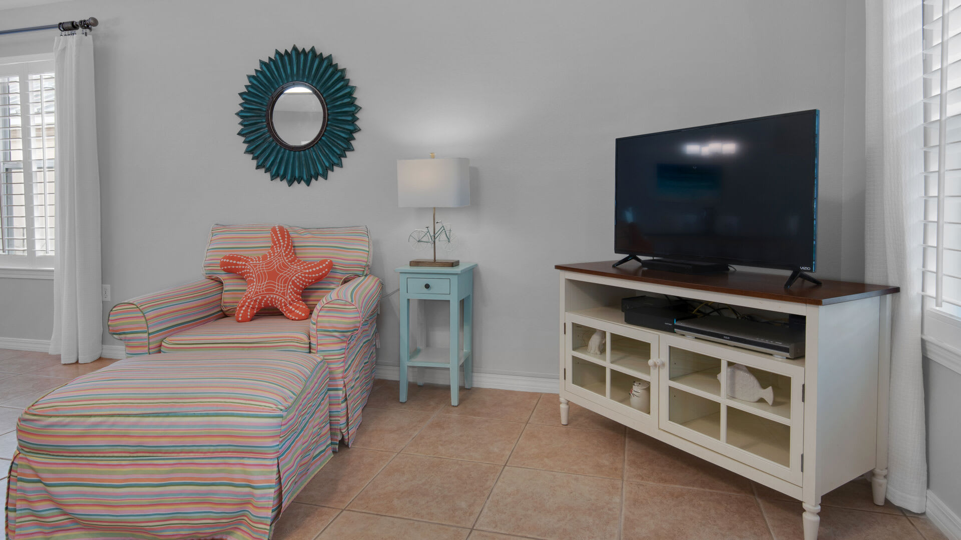 Over-sized chair and ottoman - a great spot to relax!