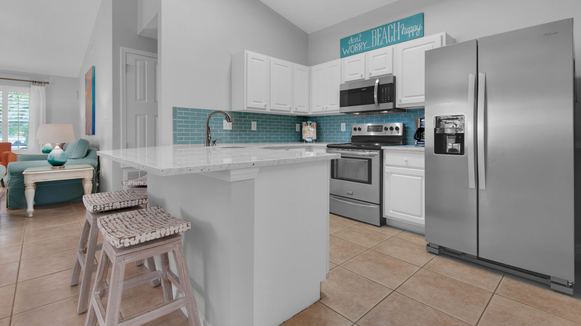 Beautiful updated kitchen open to living and dining.