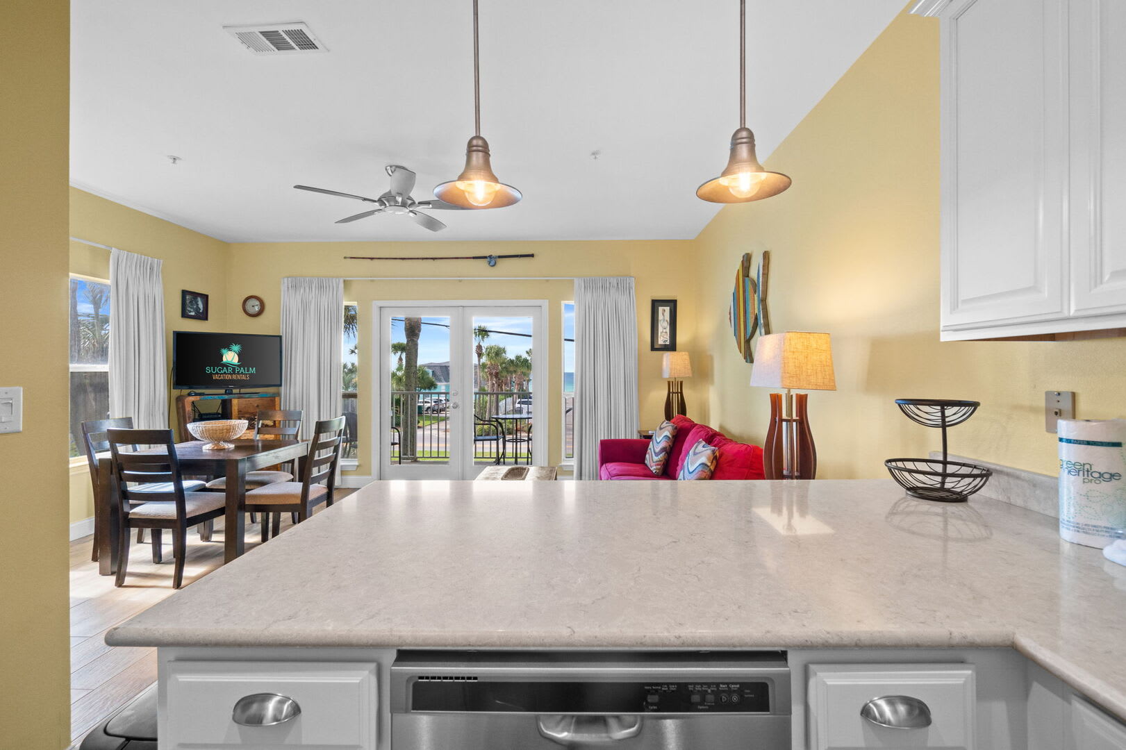 Fully equipped kitchen with modern appliances and plenty of counter space.