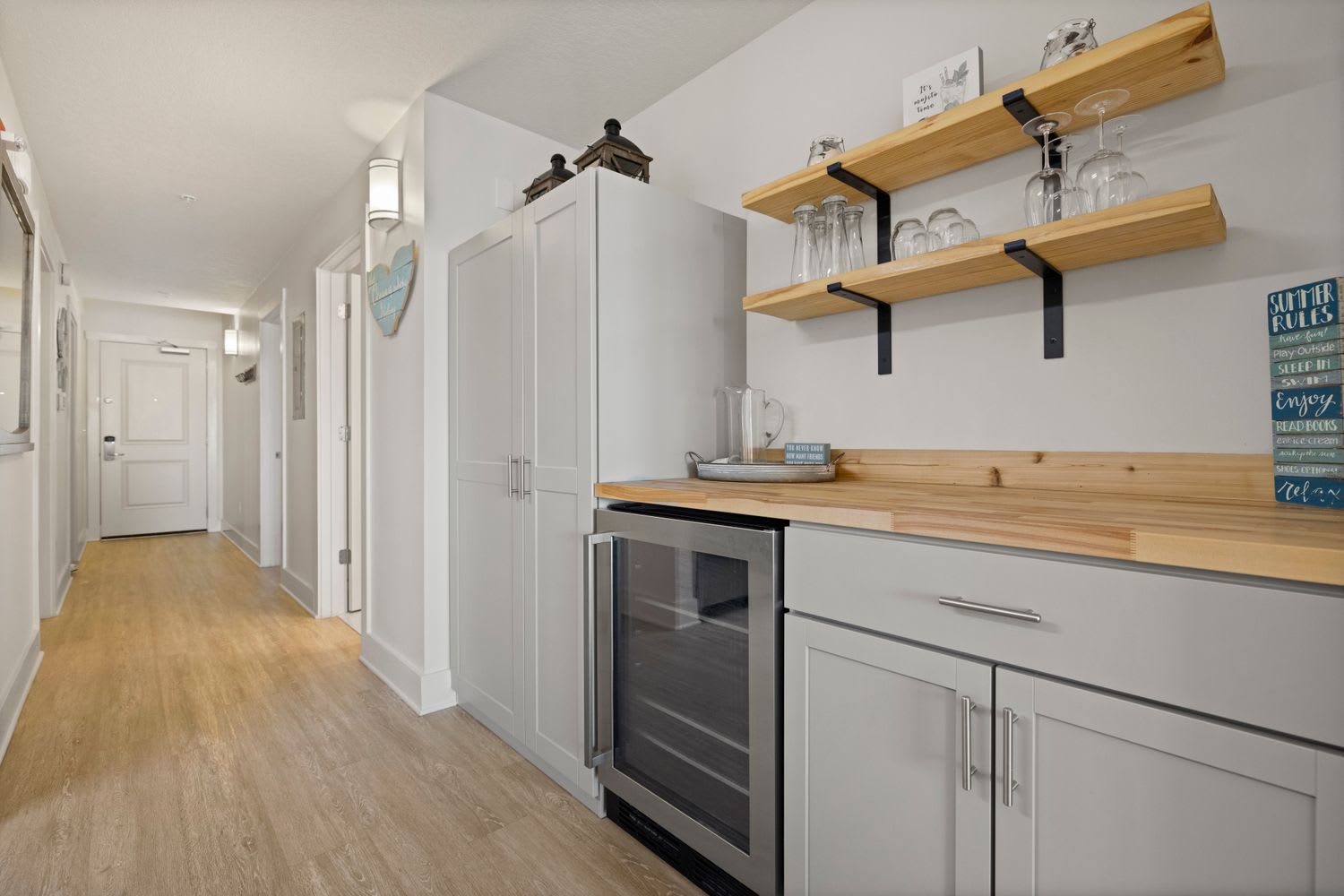 Bar area with drink refrigerator