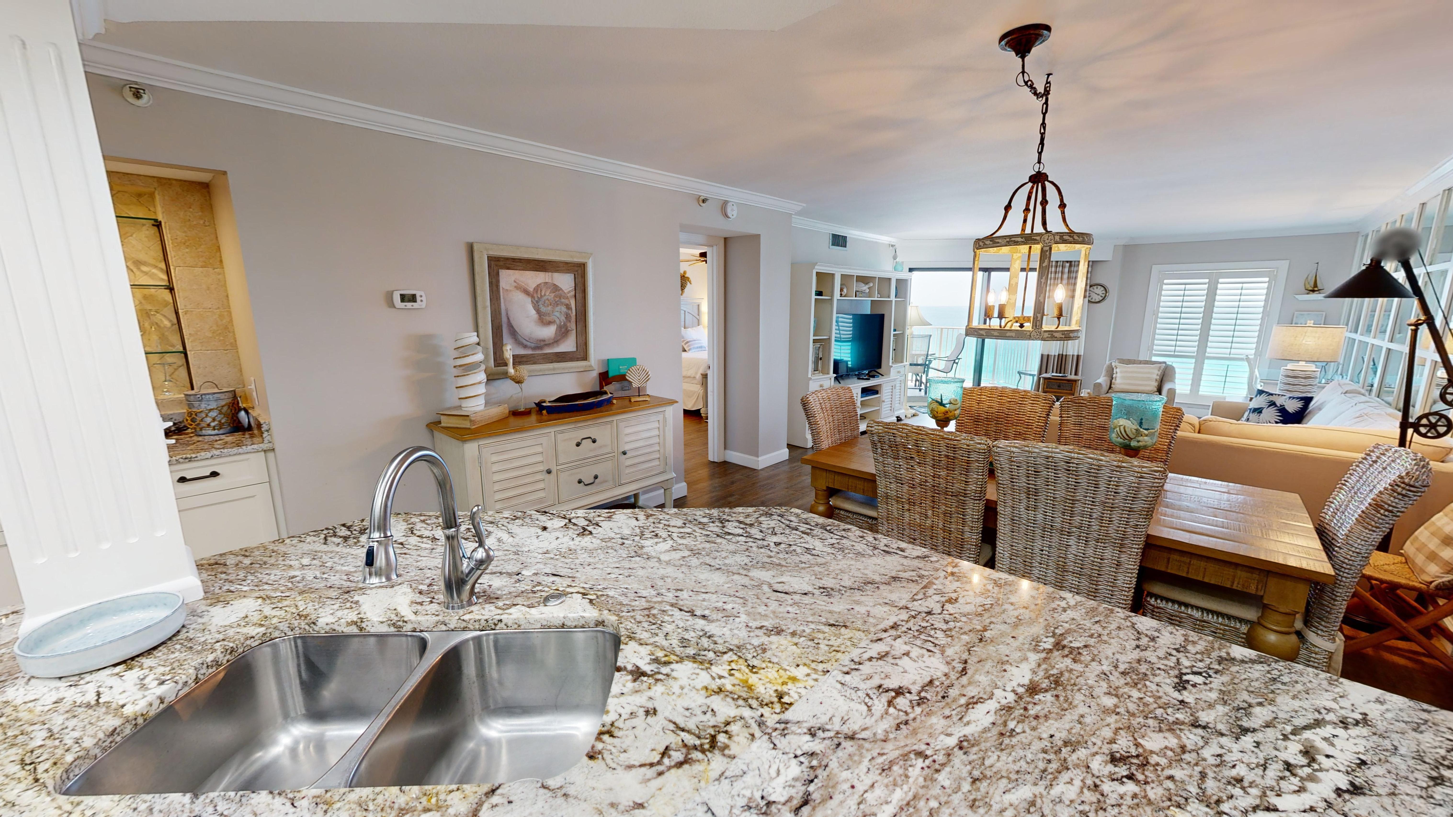 Kitchen View to Living Room