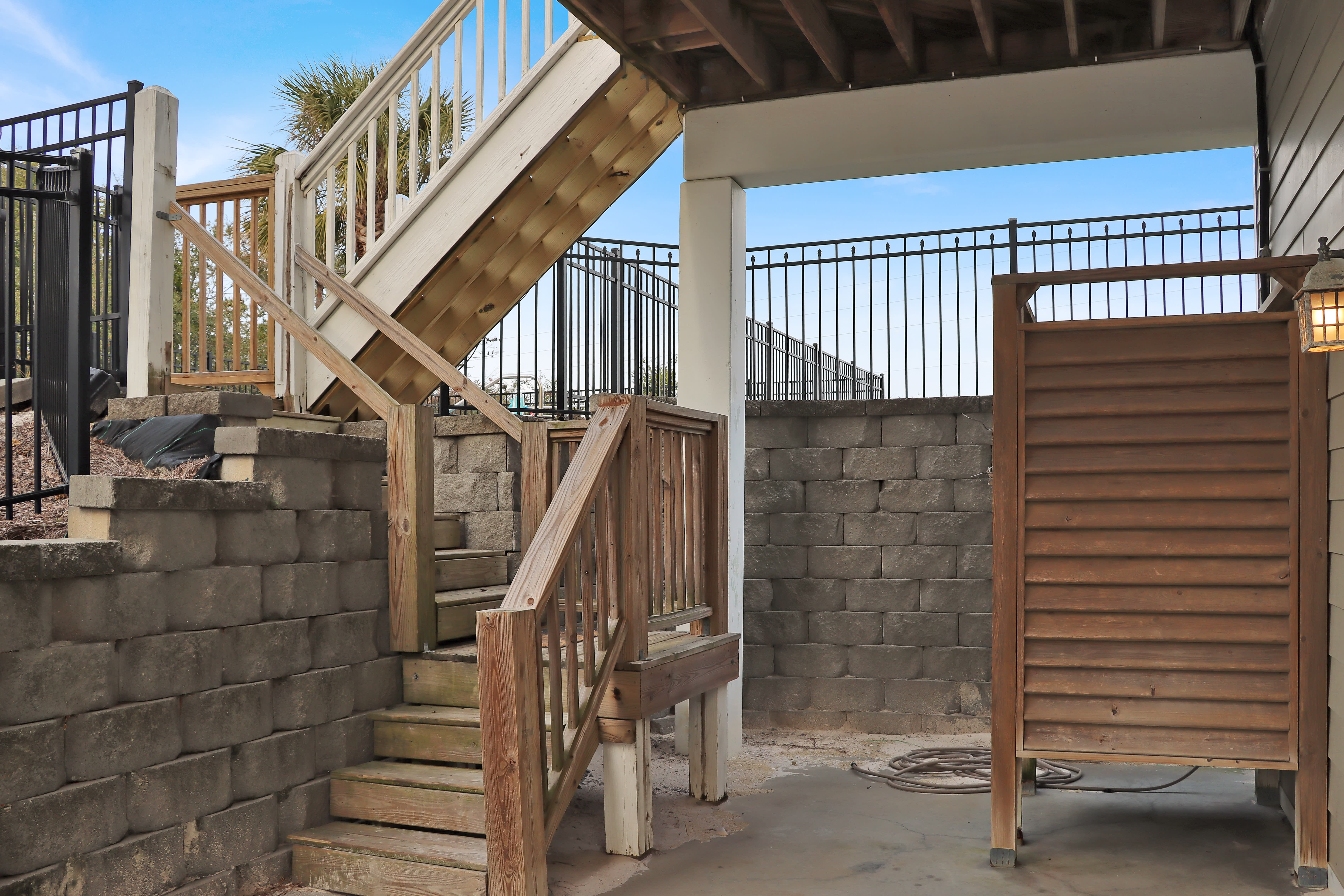 Outdoor Shower and Stairs to Pool