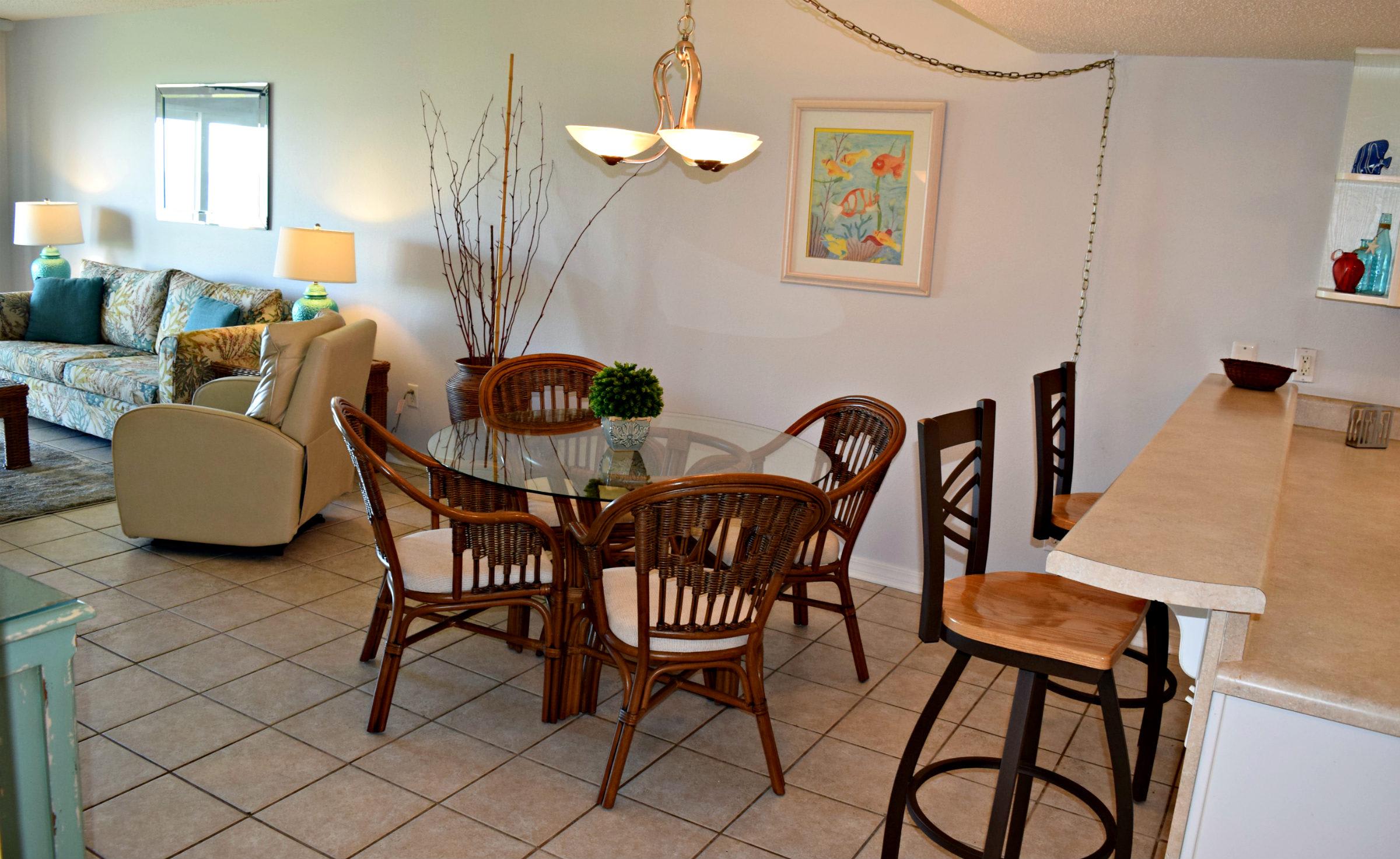 Dining area fits nicely between the kitchen and living room.