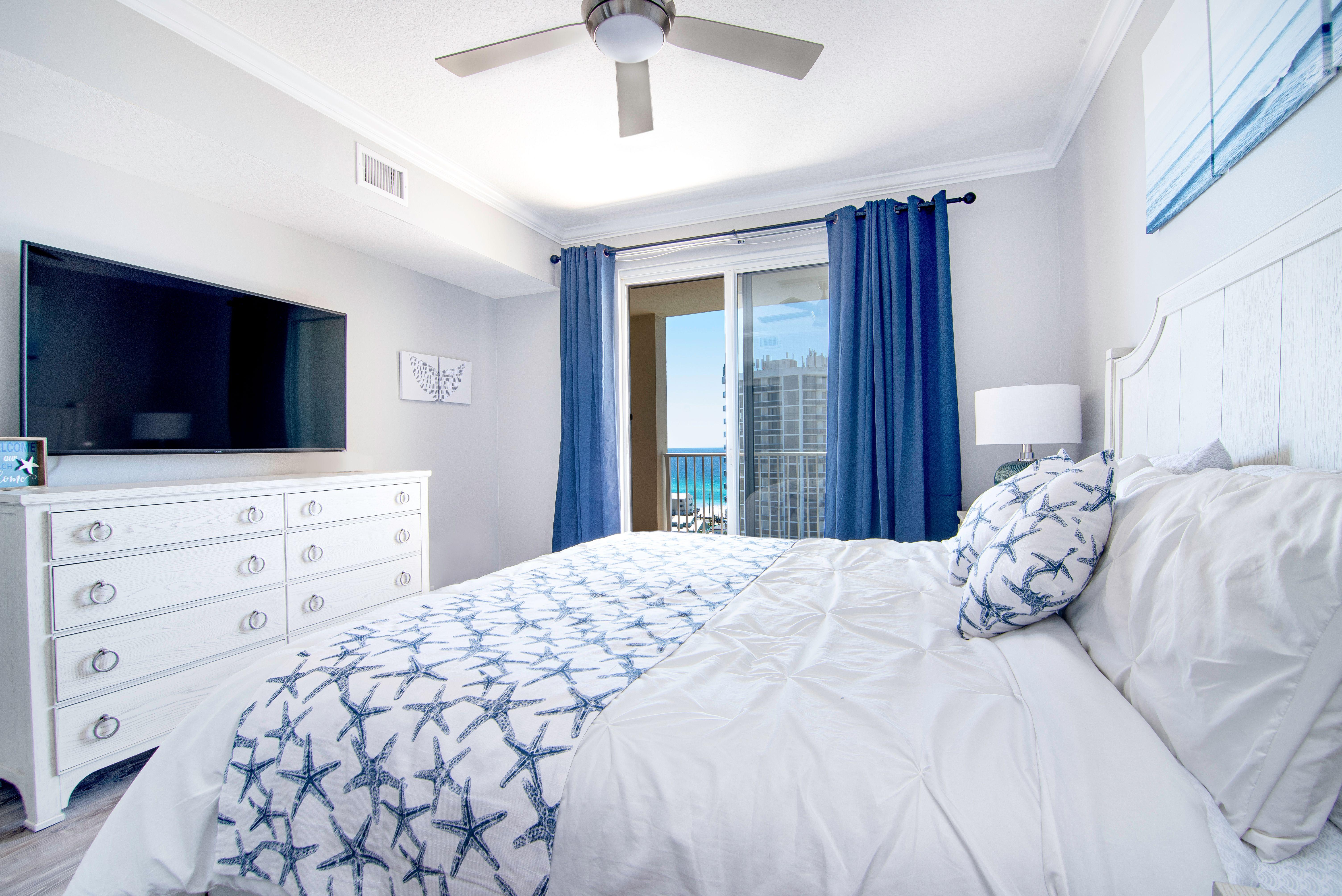 Master bedroom with new TV