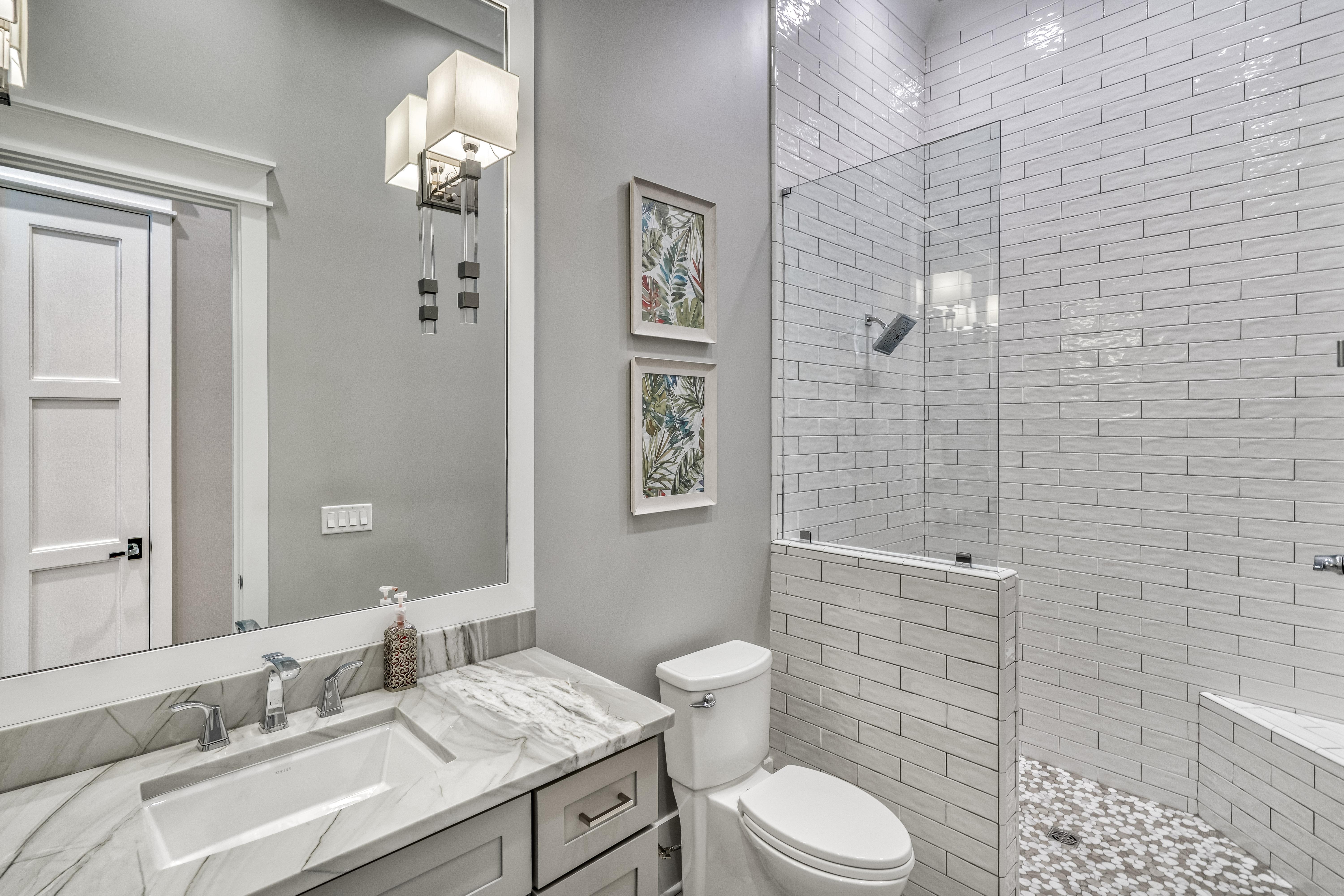 First floor King bedroom shower.