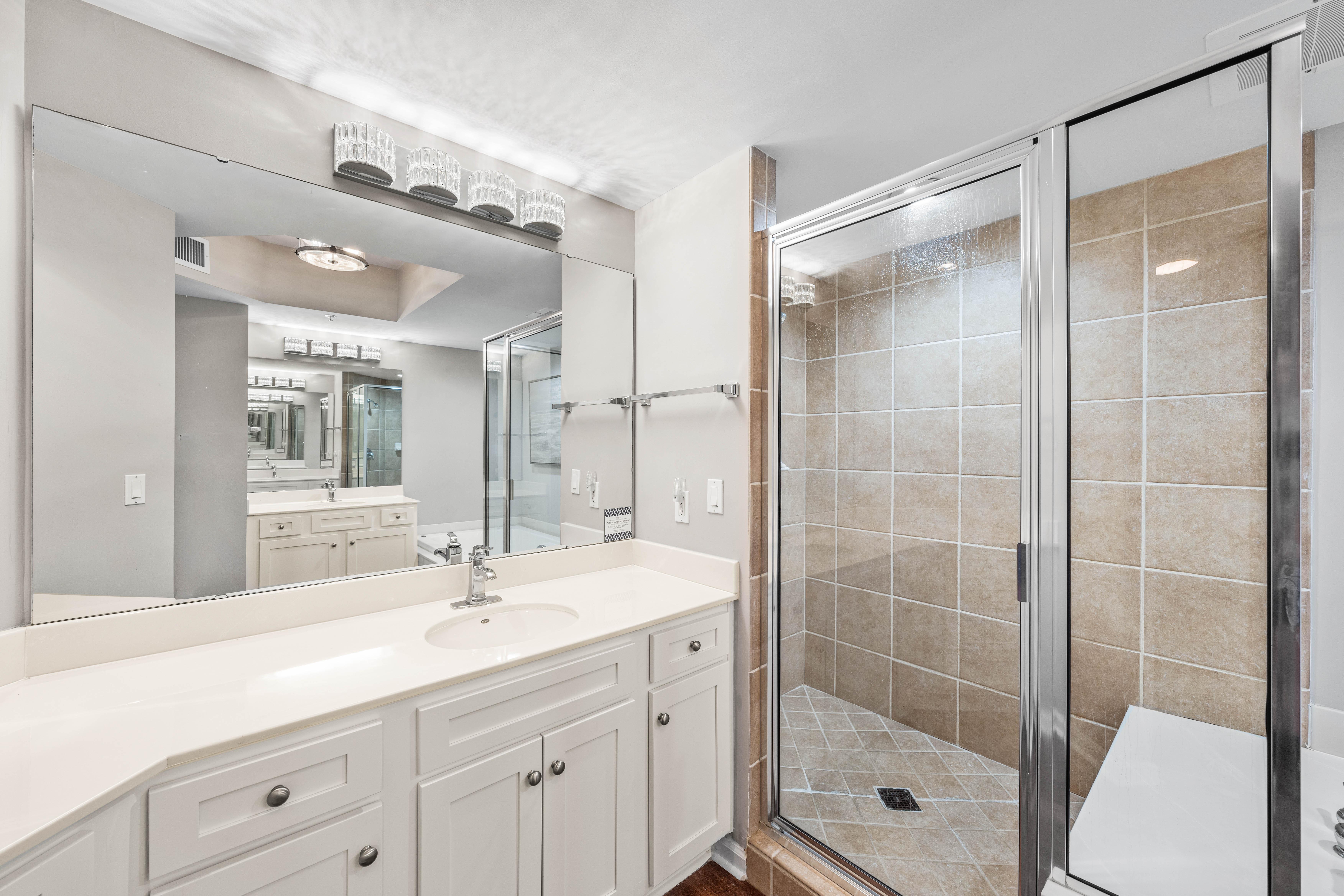 Primary Bathroom with Soaking Tub and Walk In Shower