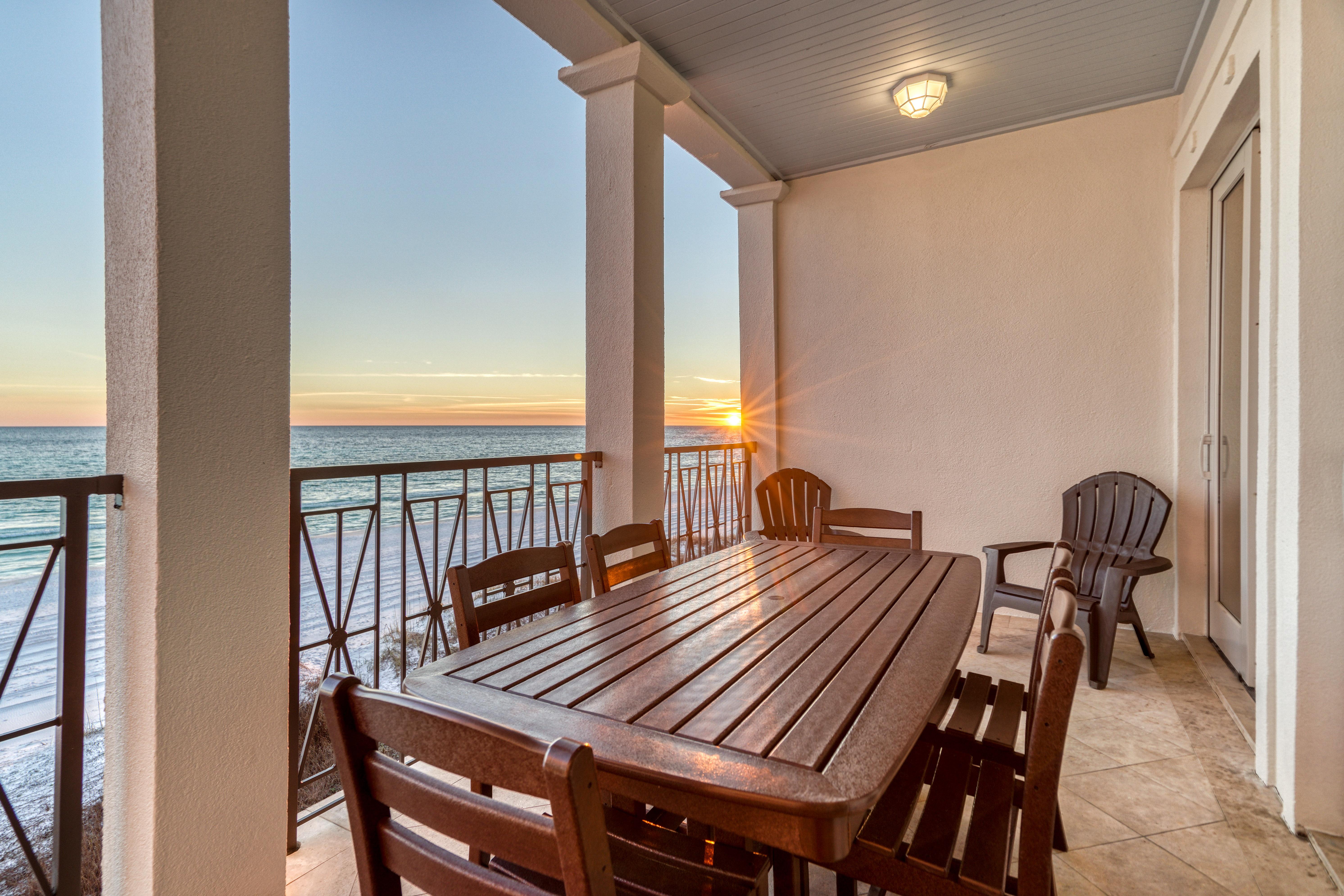 Enjoy sunsets while dining al fresco just off the 2nd  floor living area.