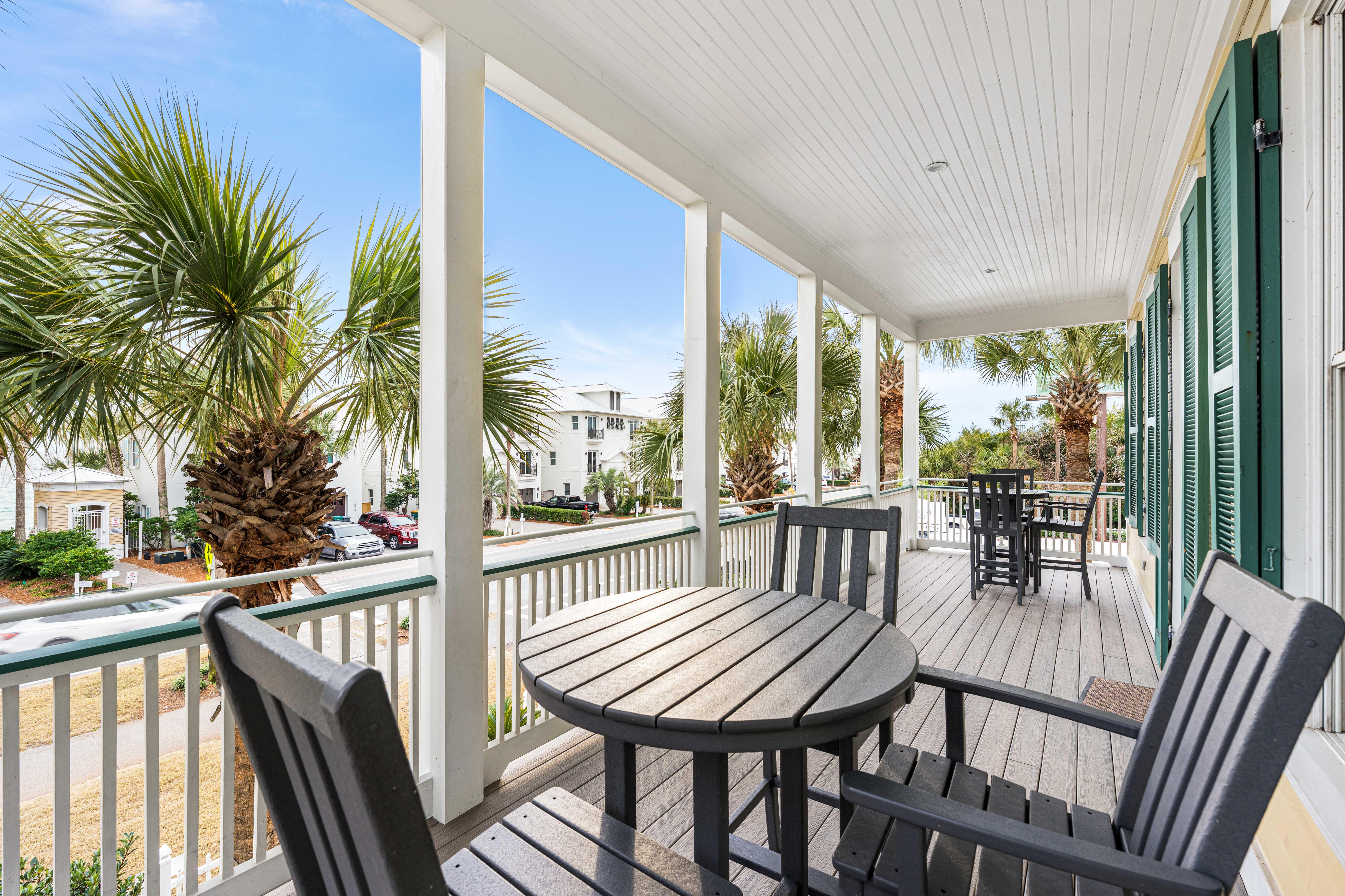 2nd Floor Covered Balcony with Polywood Bistro Tables & Gulf View & Summer Breezes.  Perfect for Morning Coffee or Evening Cocktails!