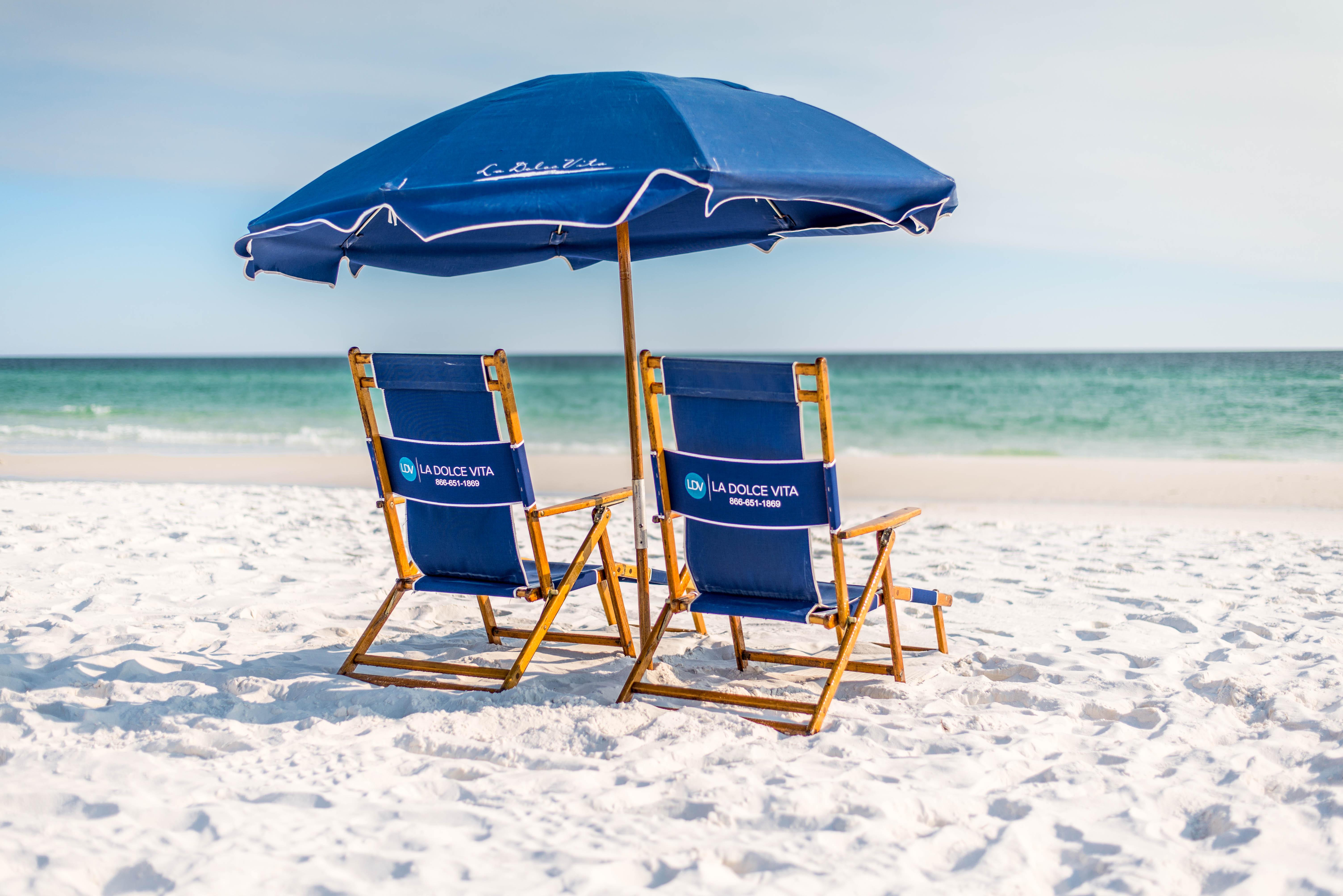 Included with your stay:  daily chair set-up March 1st through November 30th.  AN ADDITIONAL 6 BEACH CHAIRS, UMBRELLAS, COOLER, & WAGON AVAILABLE  YEAR-ROUND!