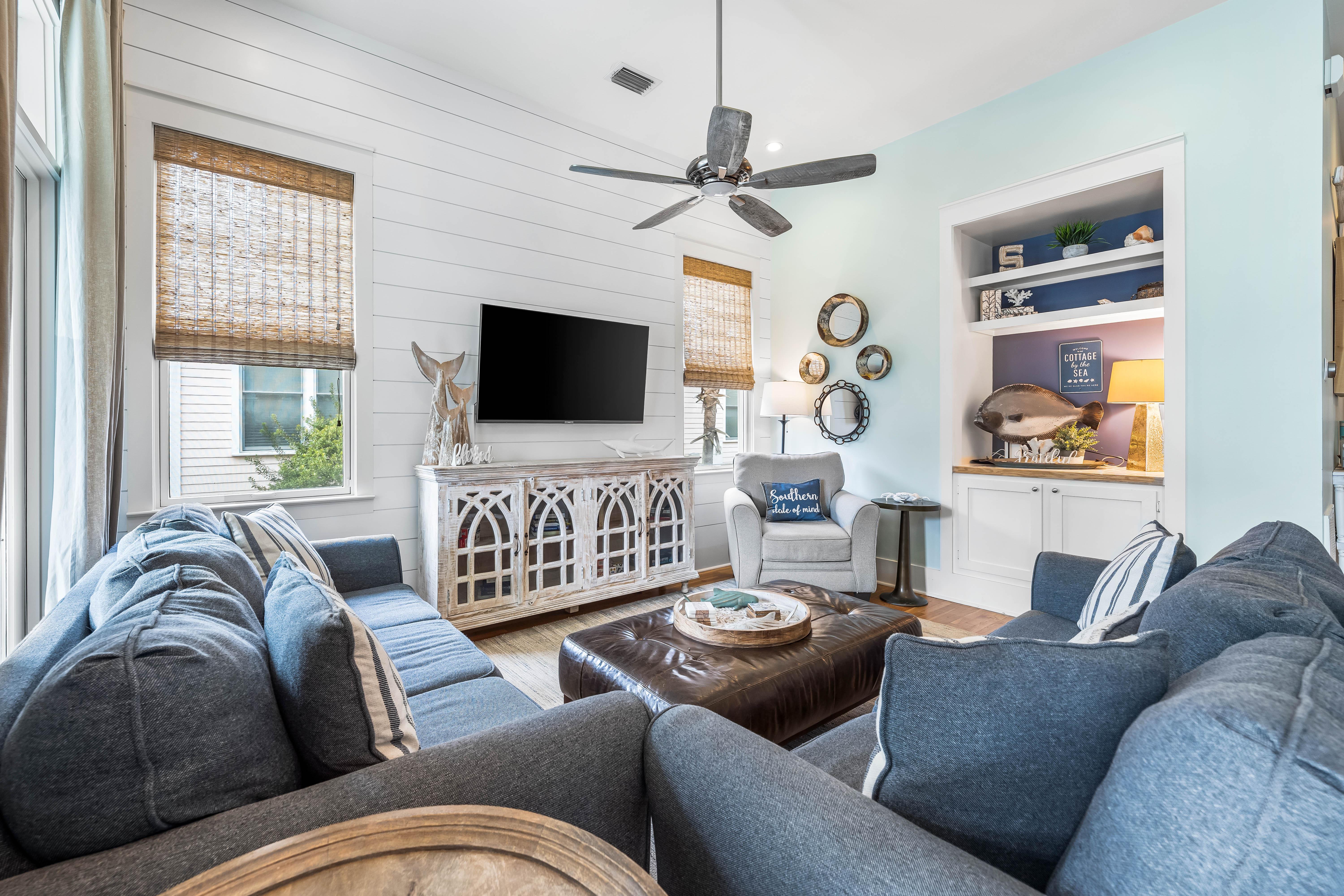 Lots of natural light from windows and the French doors that lead to the front porch of this one-story Frangista Beach home.