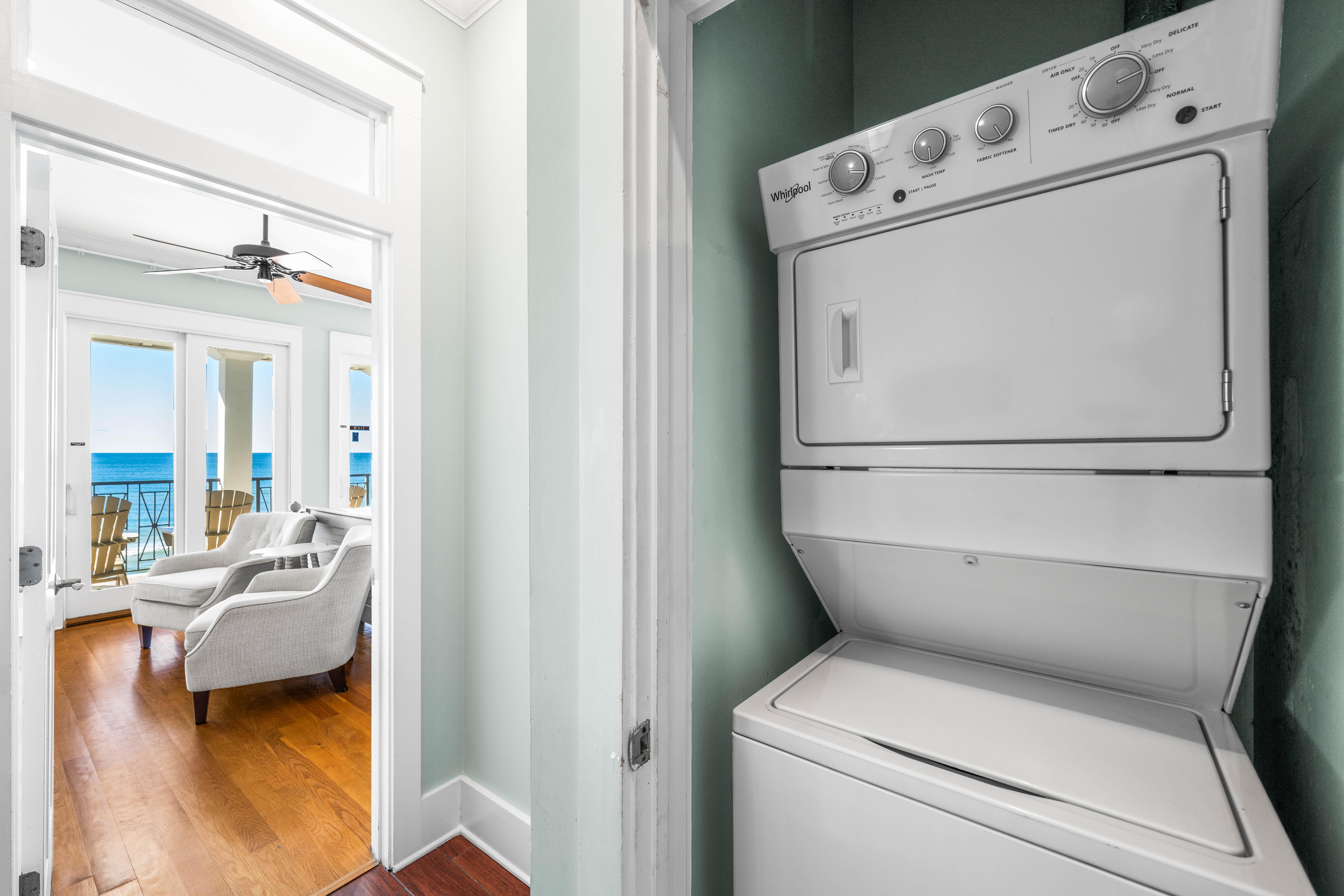 Laundry Center with Plenty of Detergent and Dryer Sheets Included! Third Floor between the Two Bedrooms.
