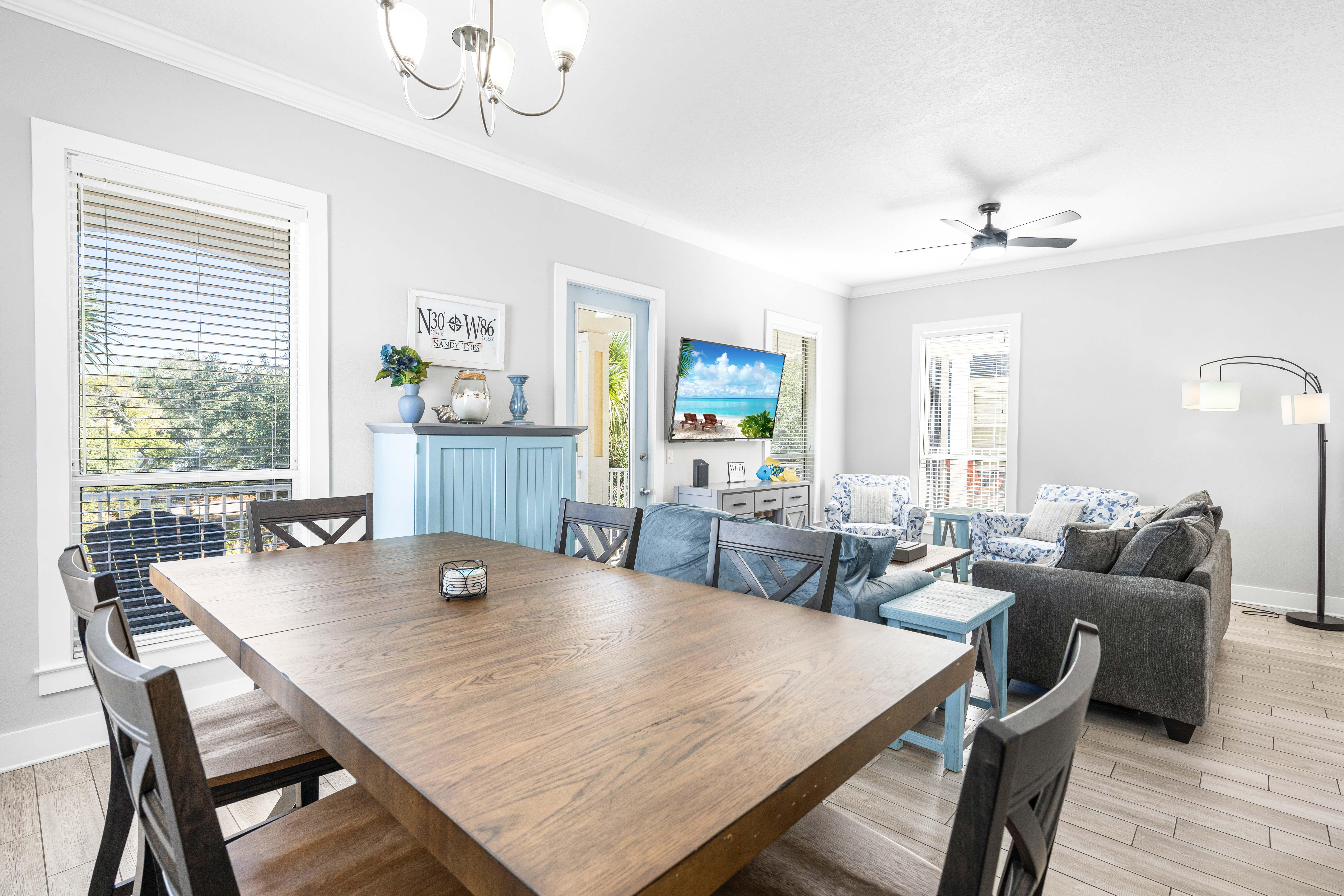 Dine at this bistro style table with seating for 6.