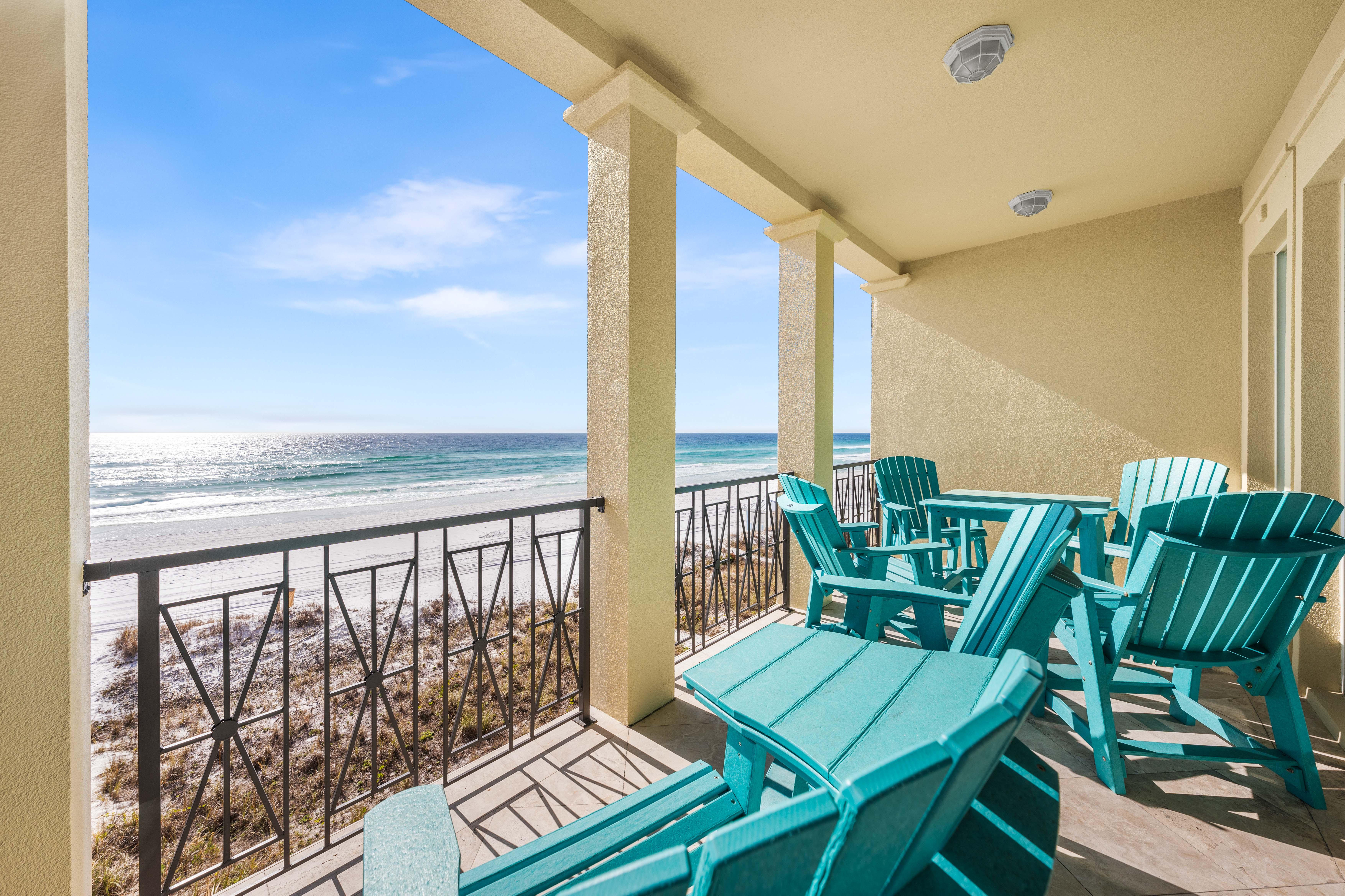 2nd Floor Gulf Front Covered Balcony for Al Fresco Dining or Evening Star Gazing