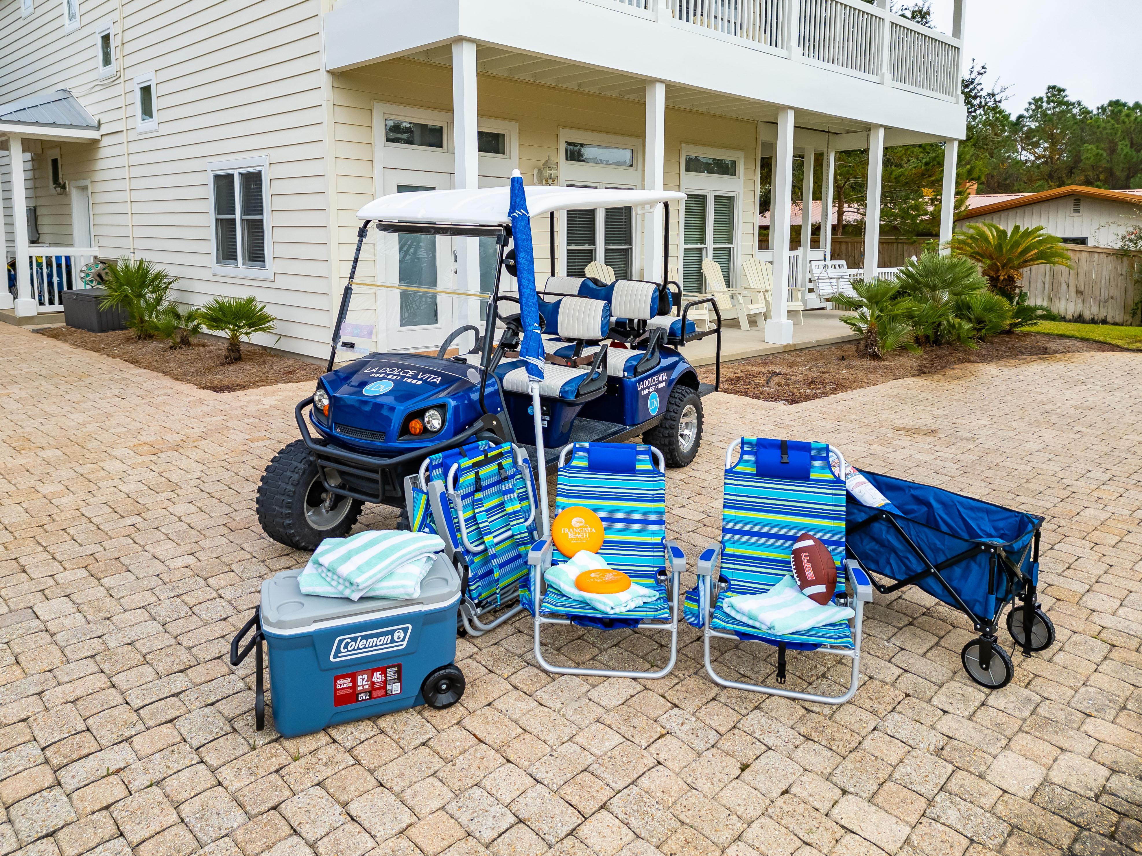 Six Seat Golf Cart and Tons of Beach Gear!!