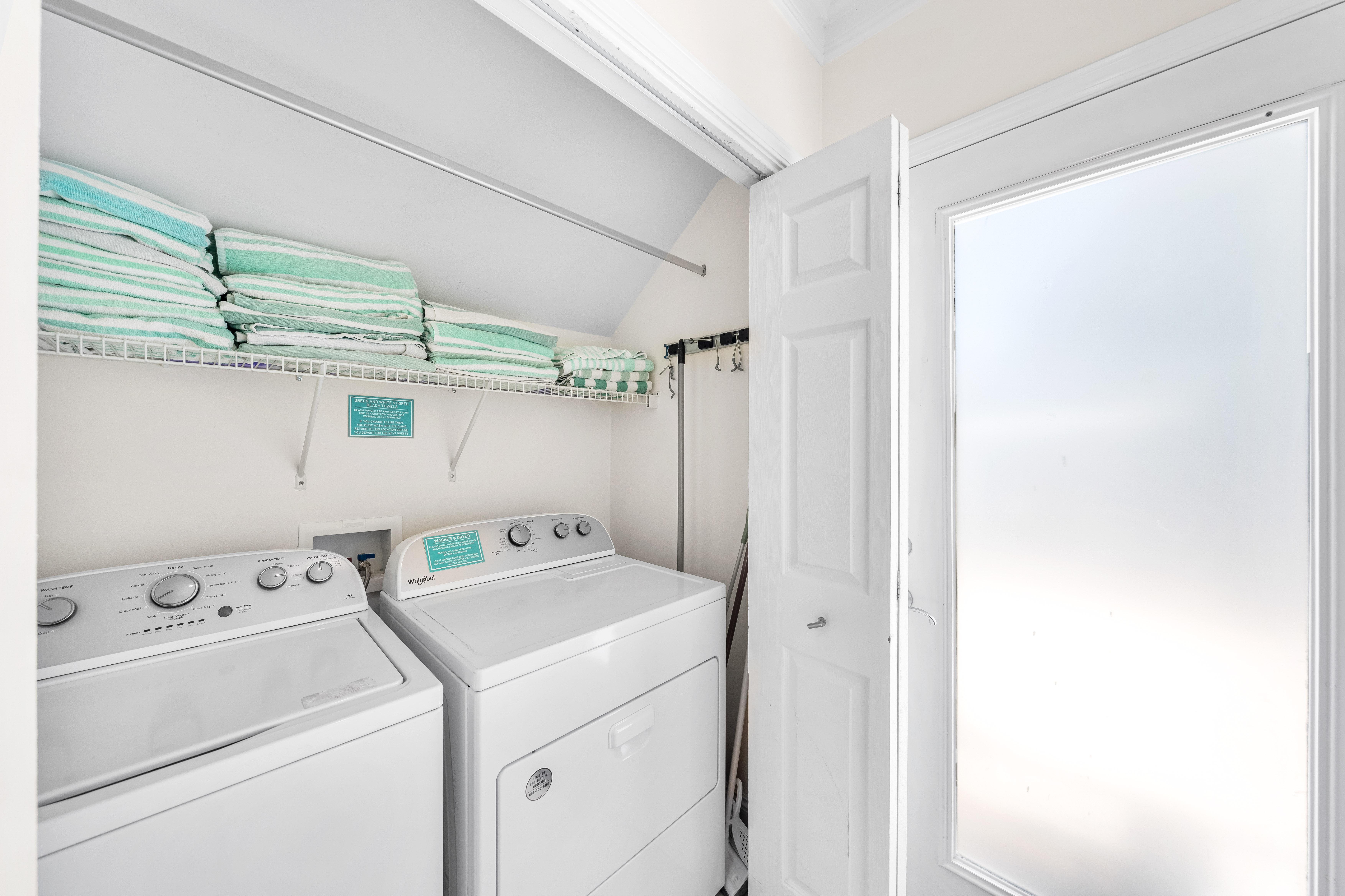 Full Size Washer and Dryer with Plenty of Laundry Soap and Dryer Sheets!