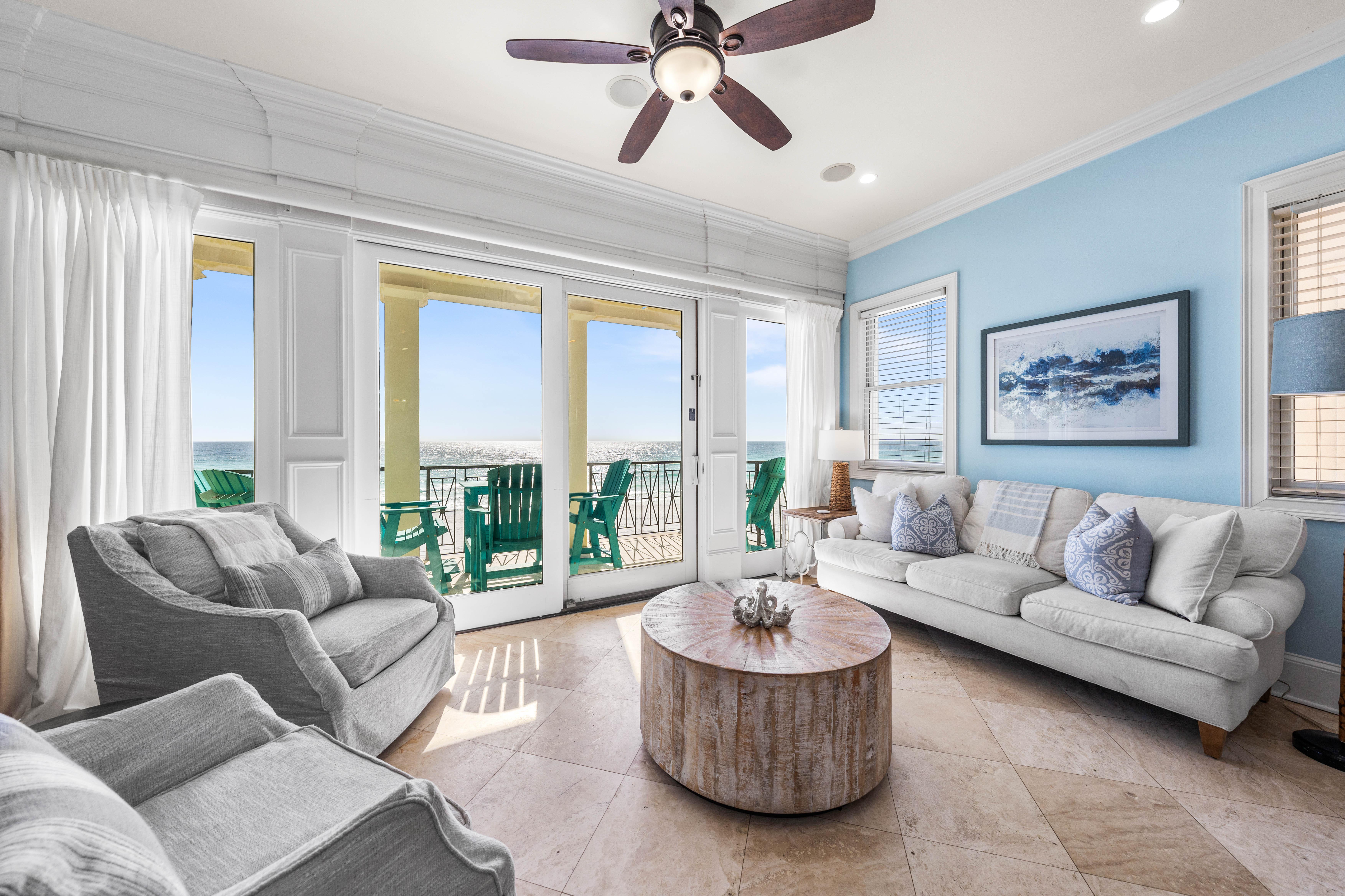 Living Room with Views Of the Gulf of Mexico!! Step Out To the Second Floor Beach Balcony for Covered Dining