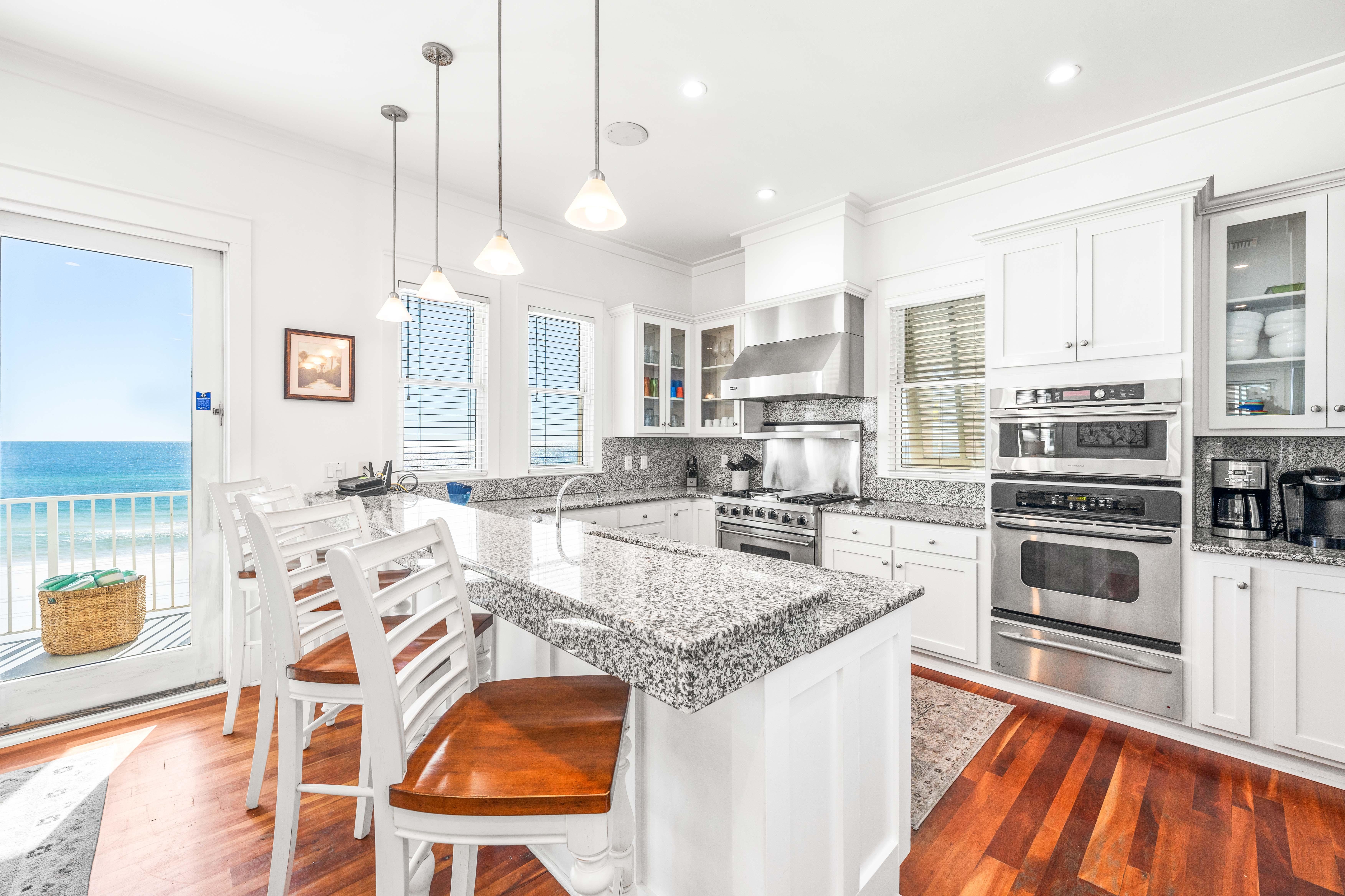 Where beachside meals meet style—this kitchen's got all the space and views you need to whip up something delicious.