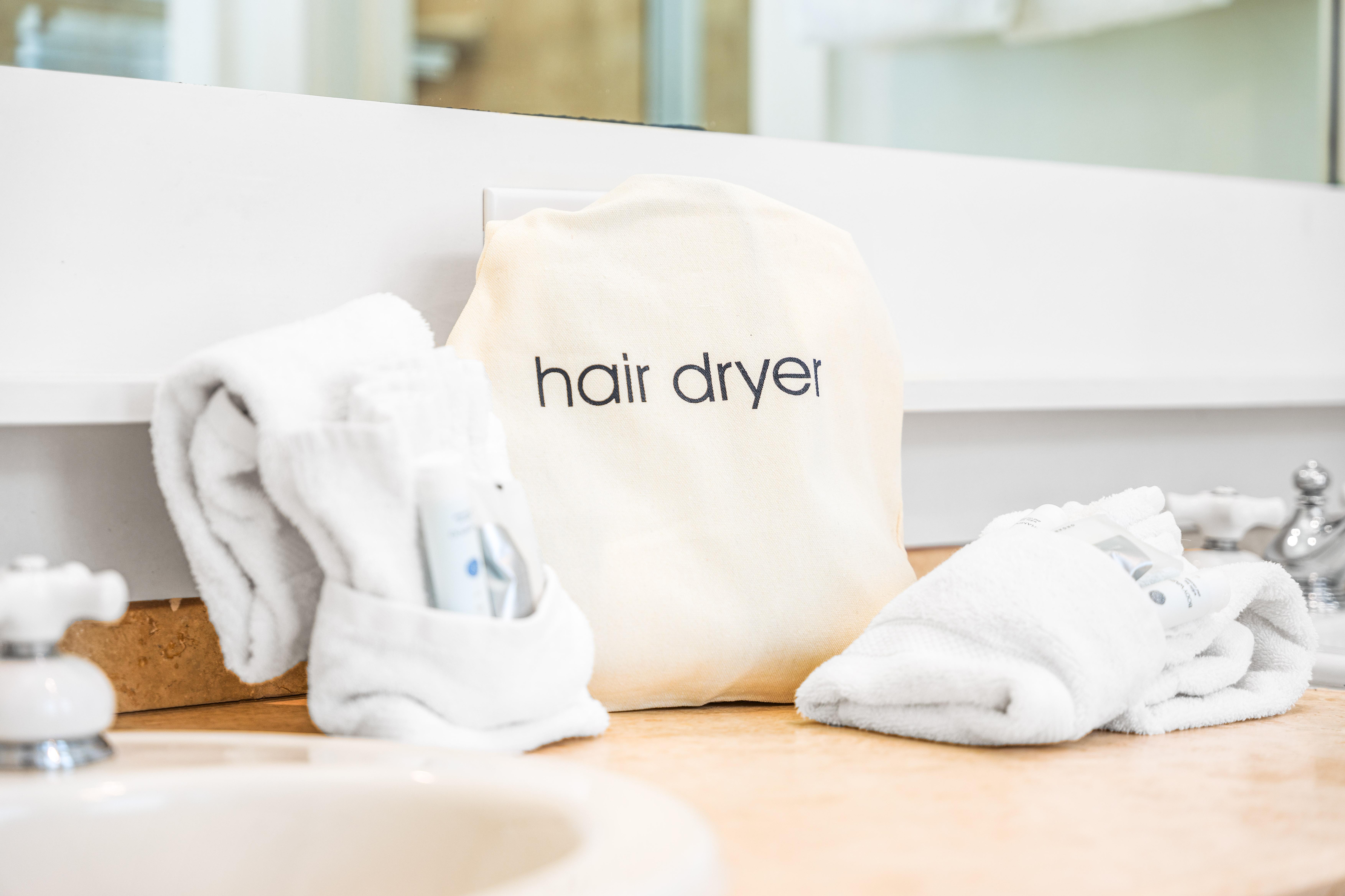 Hair Dryers and travel size bathroom amenities included!!