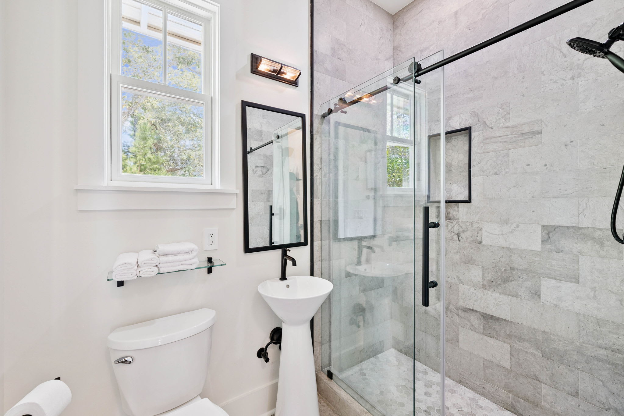 1st Floor Guest Bathroom - Single Vanity + Walk-In Shower