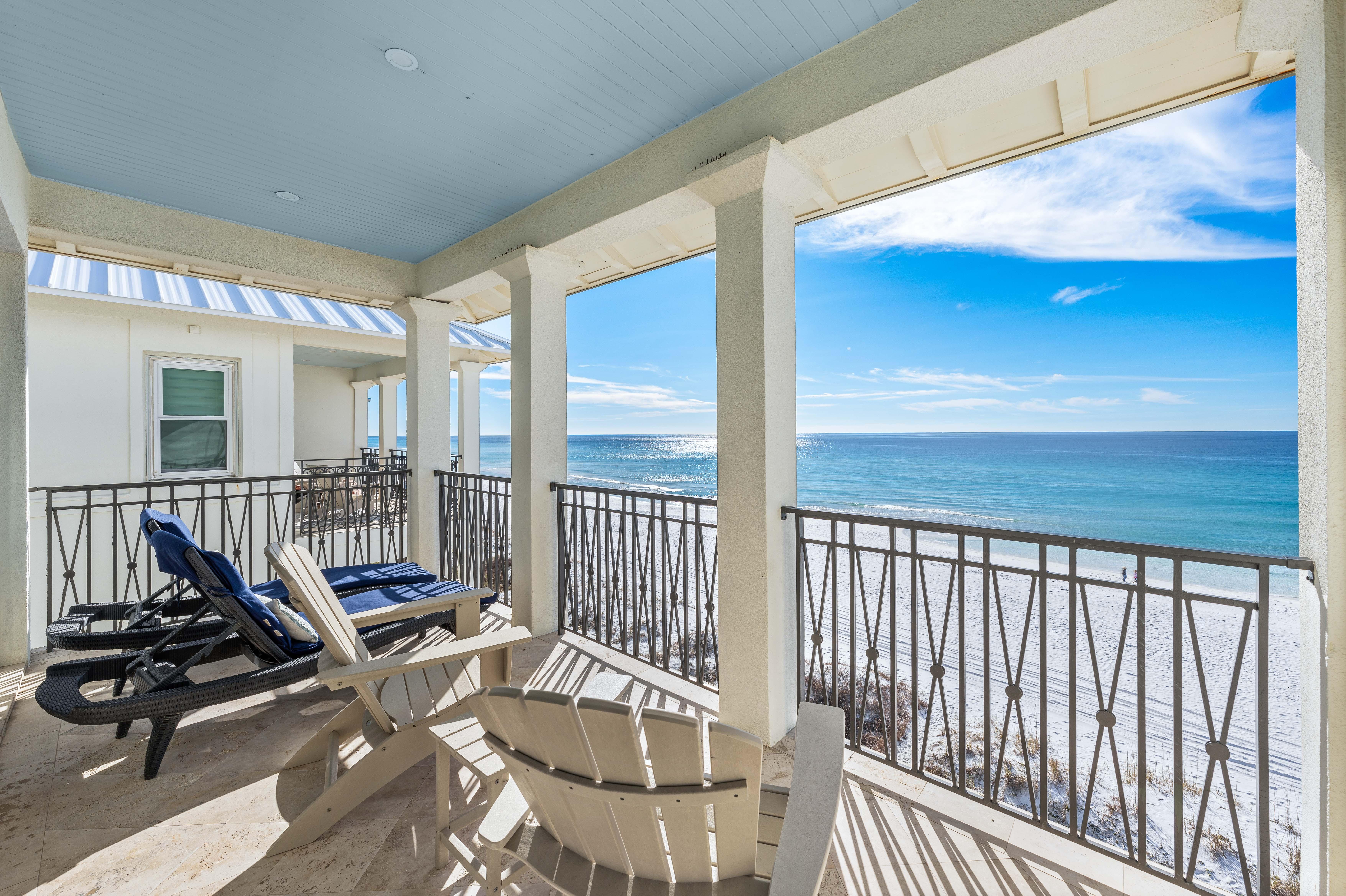 Third Floor Primary Bedroom Covered Seating Area with the Most Amazing Gulf Views.