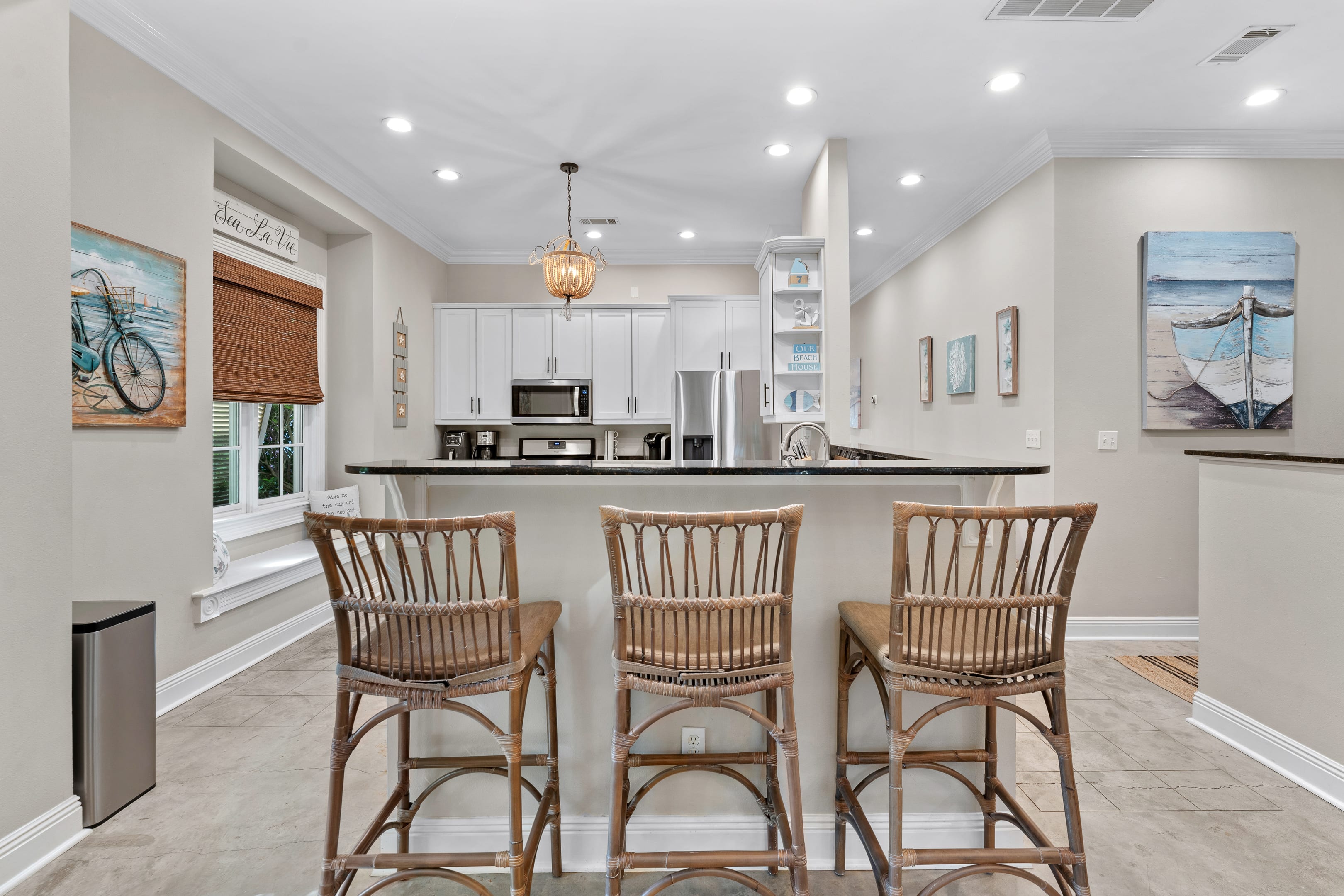 Breakfast bar seating for three