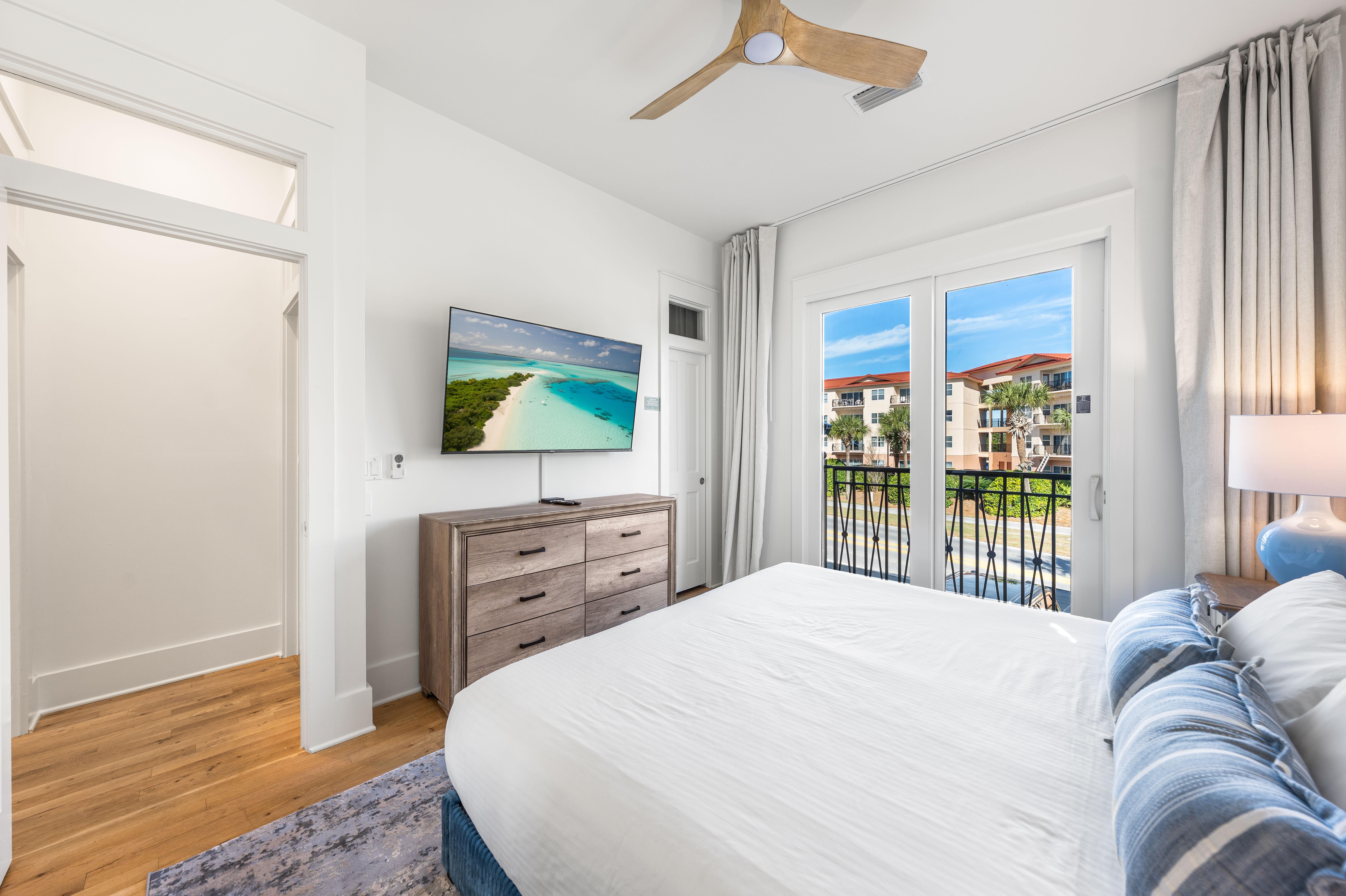 Second Floor King ensuite Bedroom (North Side)with a 55" Smart TV.