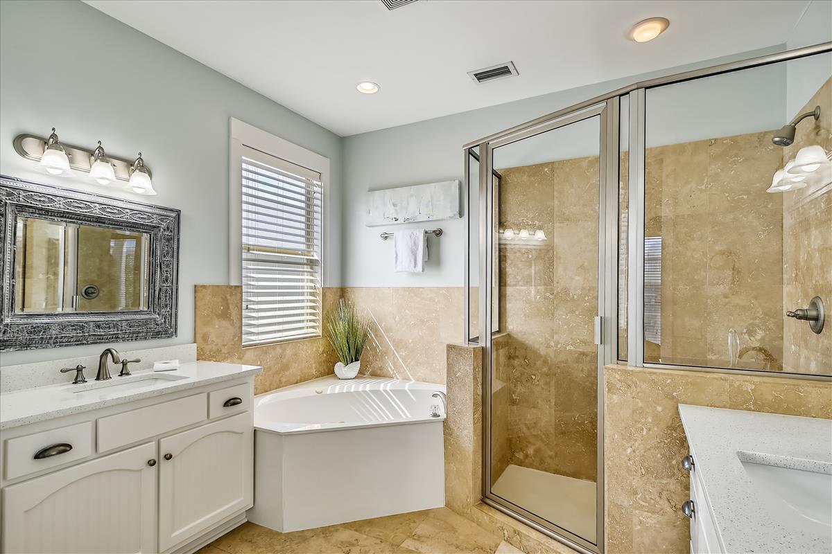 2nd Floor Primary Ensuite - Featuring a Walk-in Shower and Soaking Tub