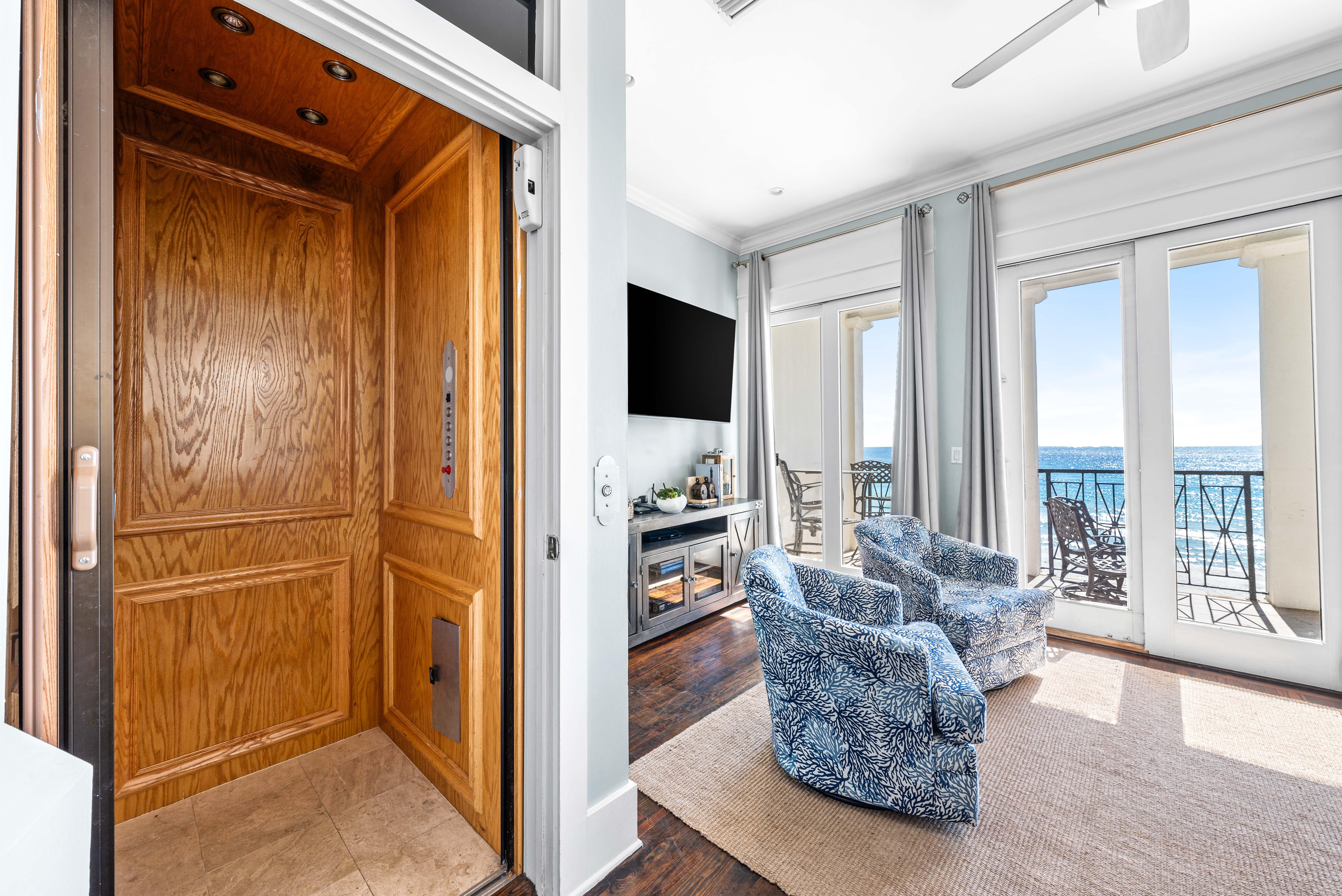 The Private Elevator Services all 3 Floors into The Third Floor Primary Bedroom.